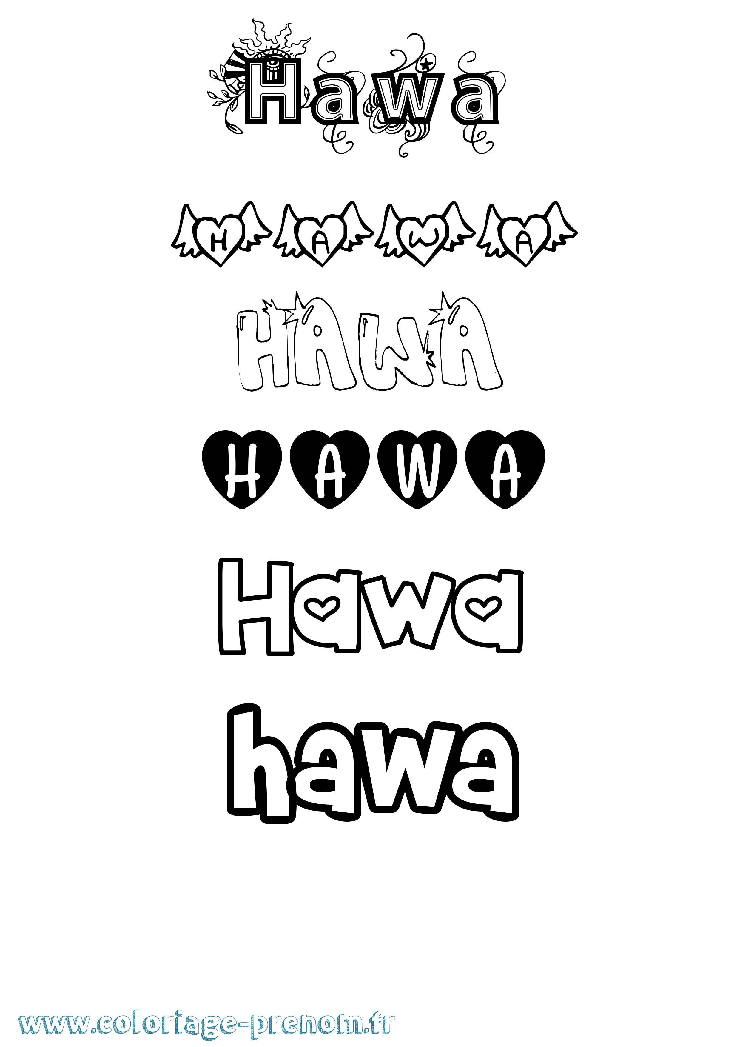 Coloriage Hawa Coloriage prénom Hawa