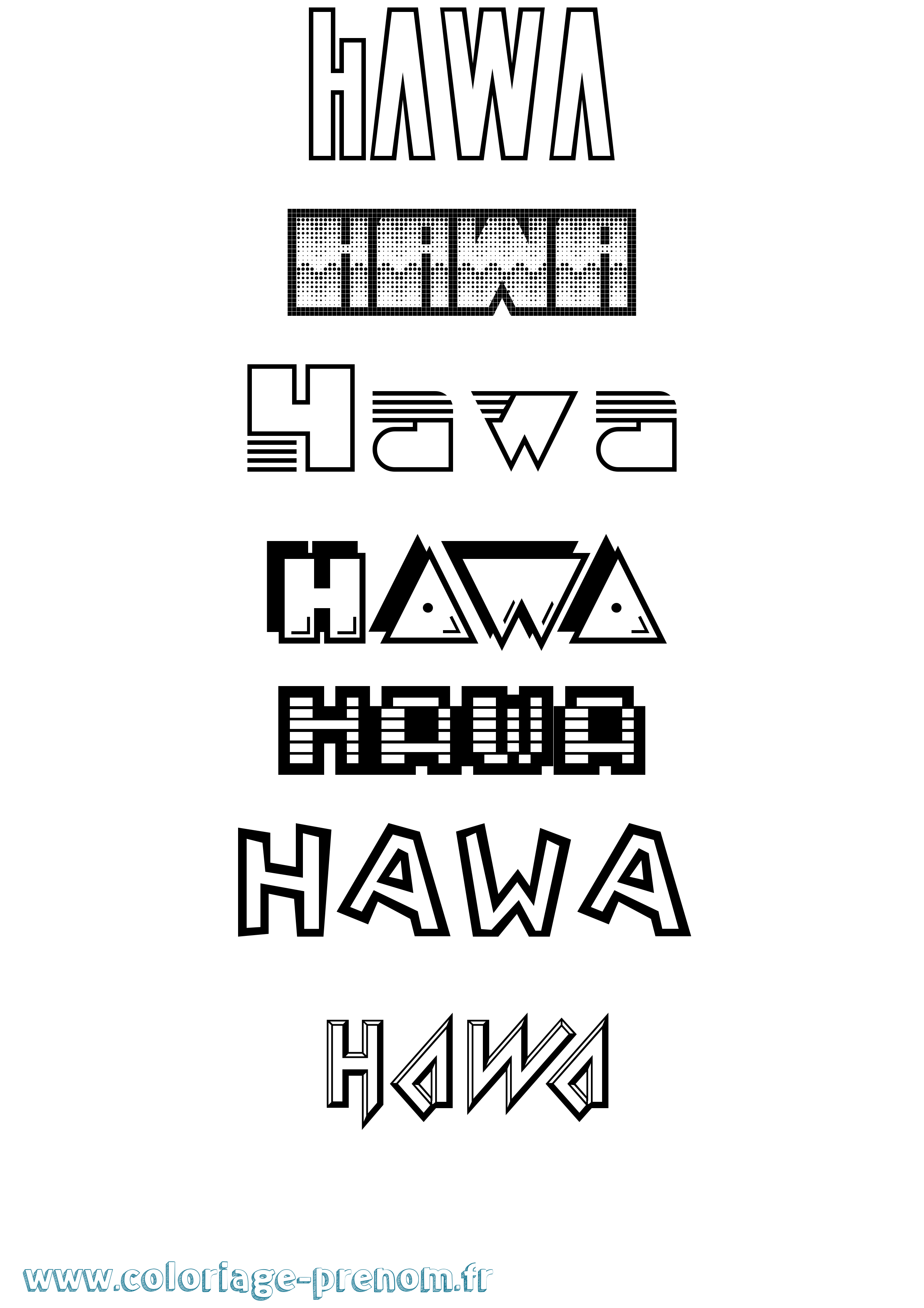 Coloriage Hawa Coloriage prénom Hawa