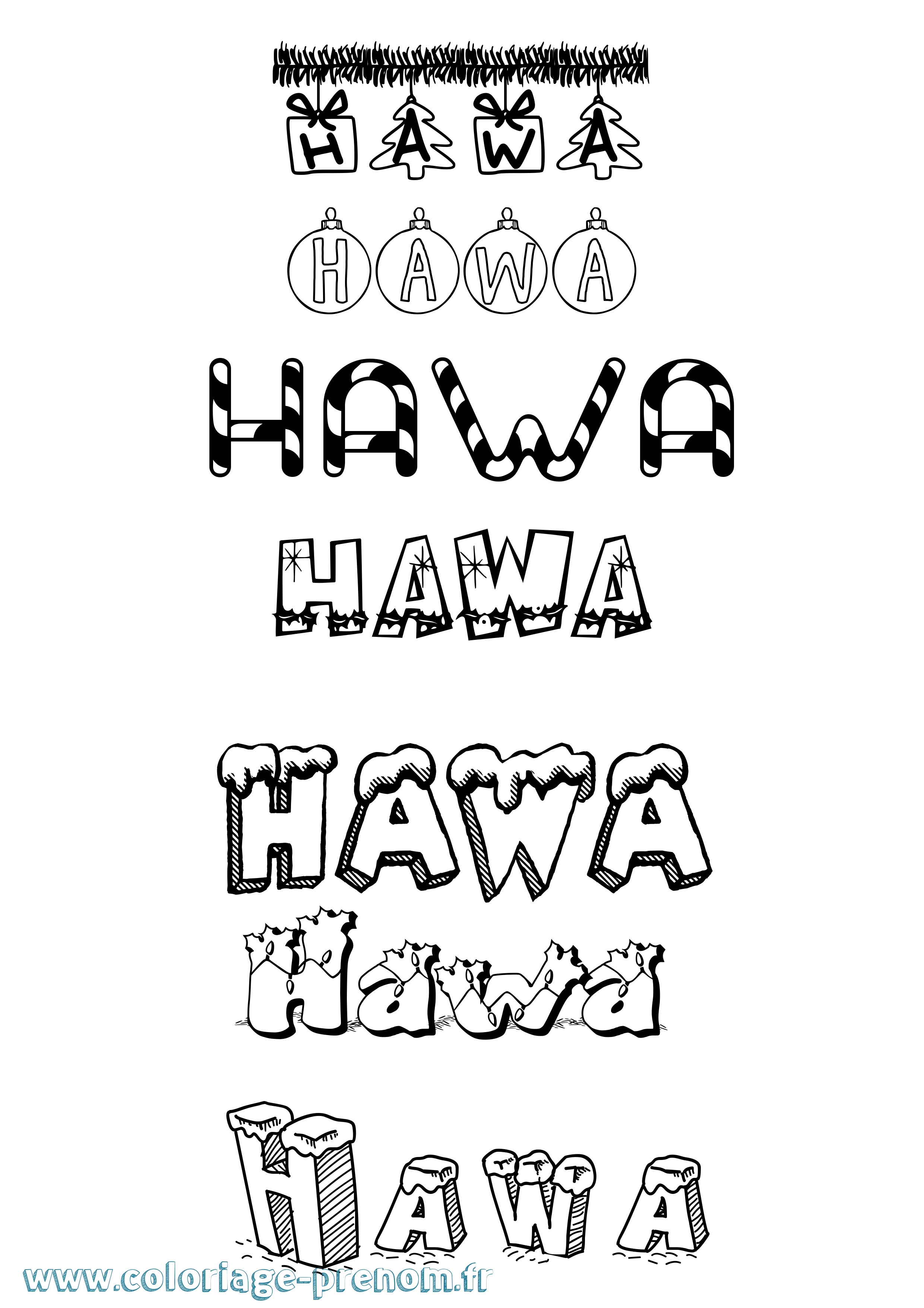 Coloriage prénom Hawa