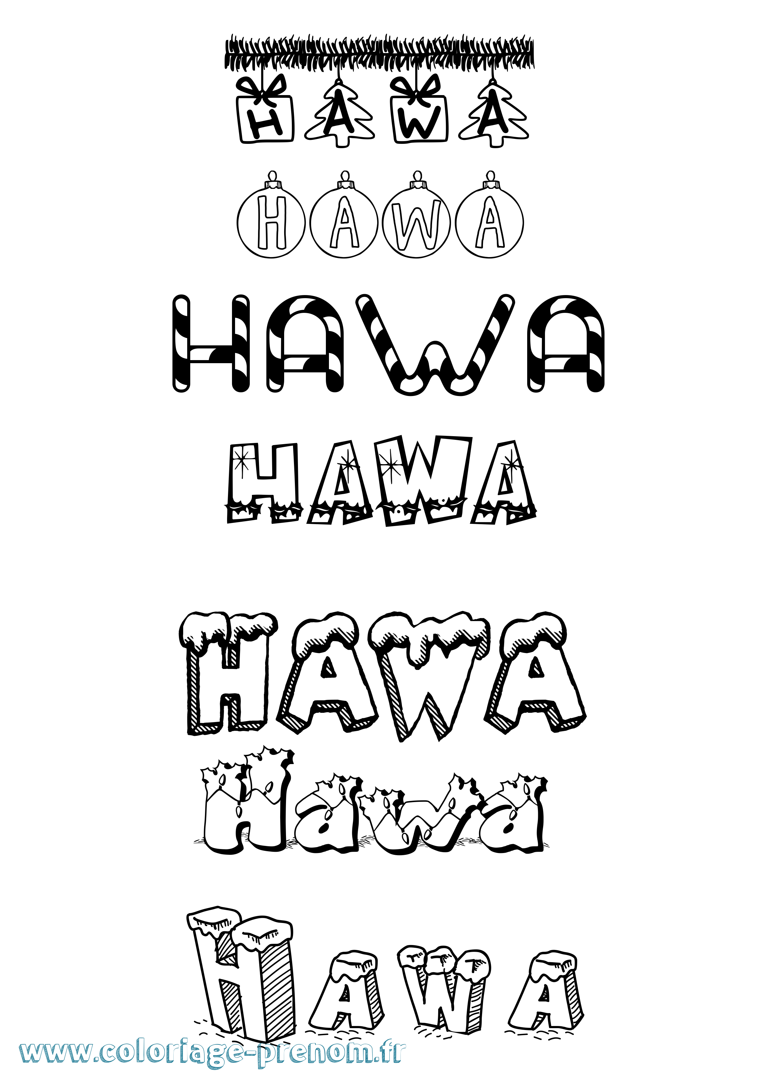 Coloriage Hawa Coloriage prénom Hawa