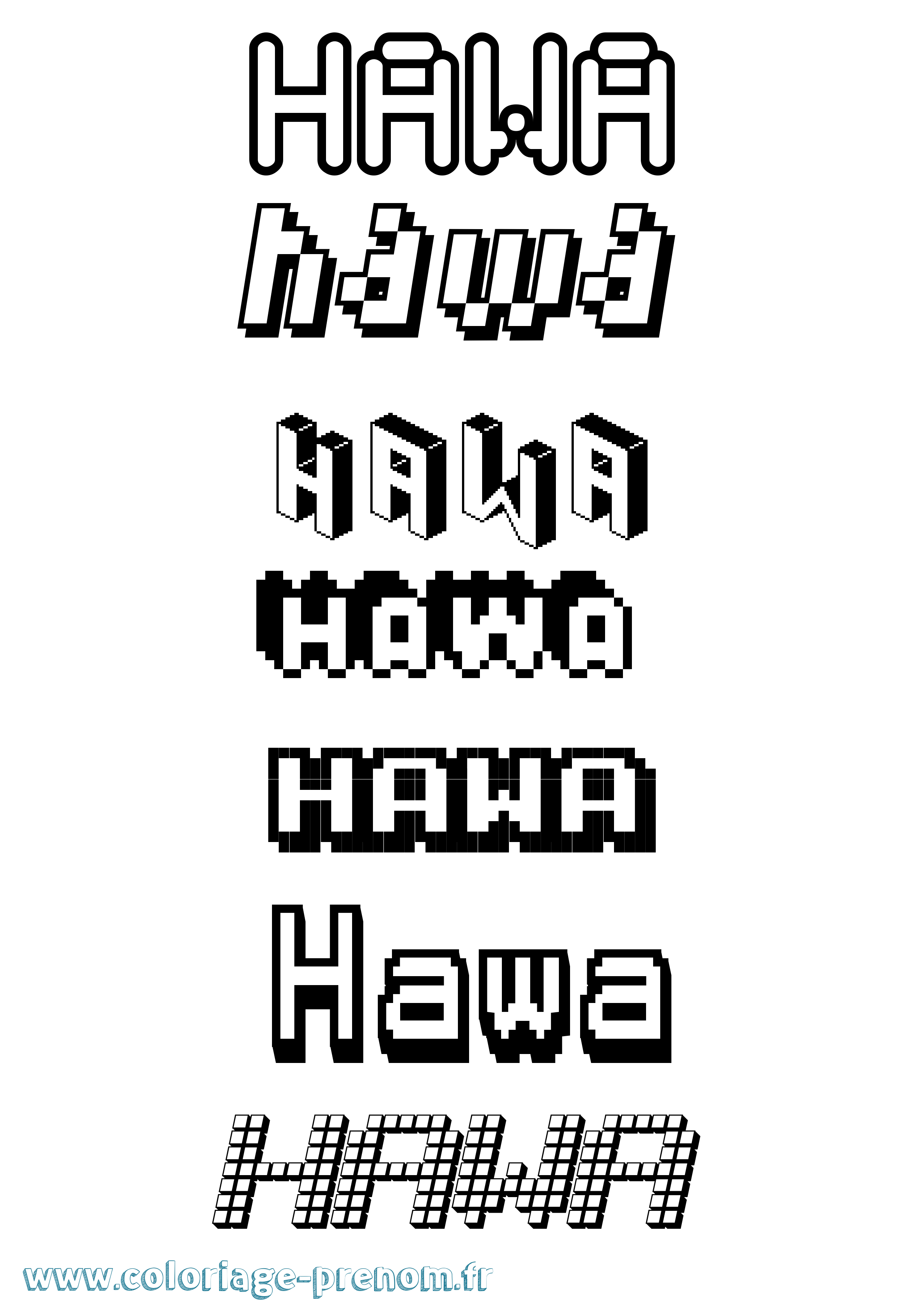 Coloriage Hawa Coloriage prénom Hawa