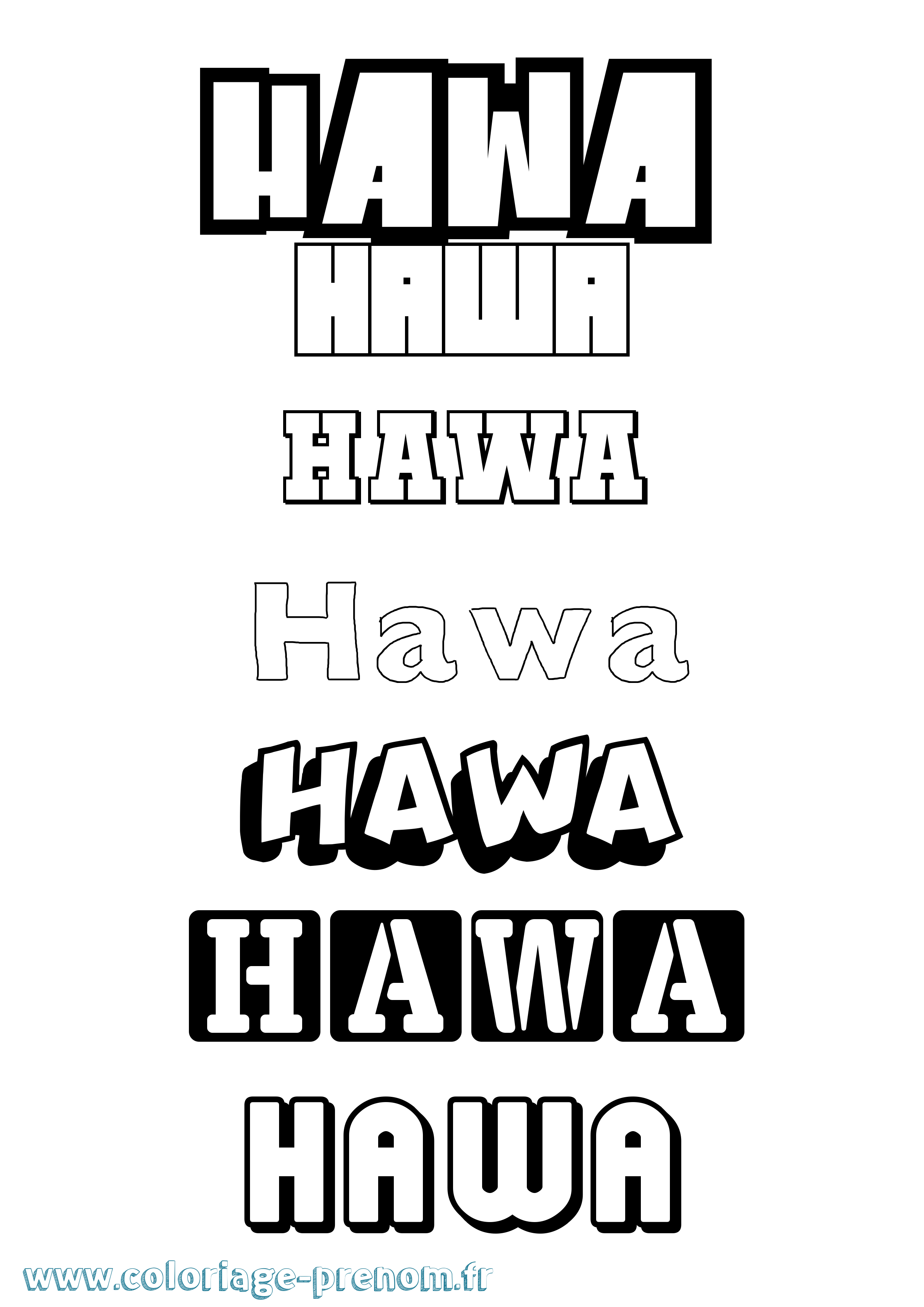 Coloriage Hawa Coloriage prénom Hawa