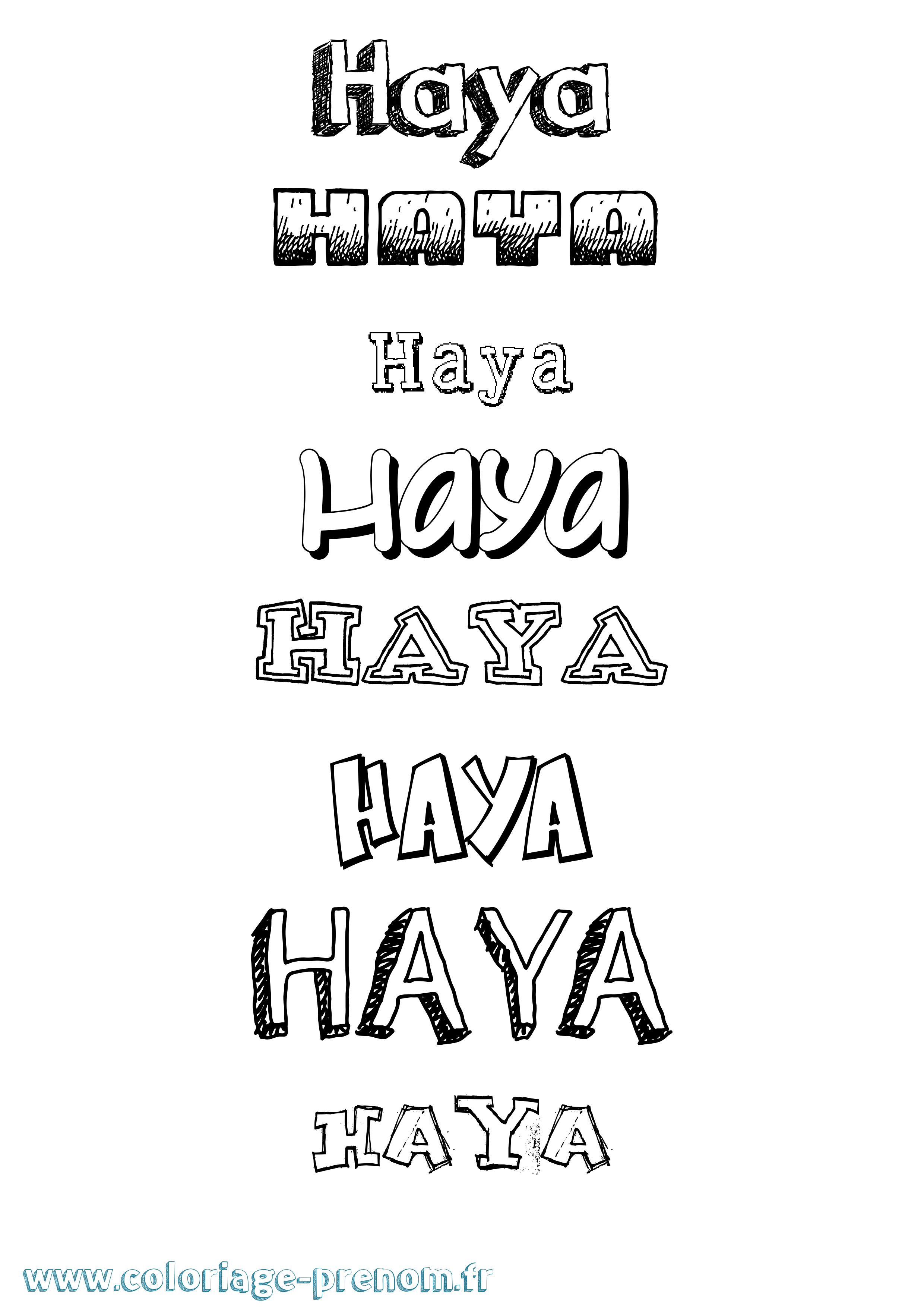 Coloriage prénom Haya