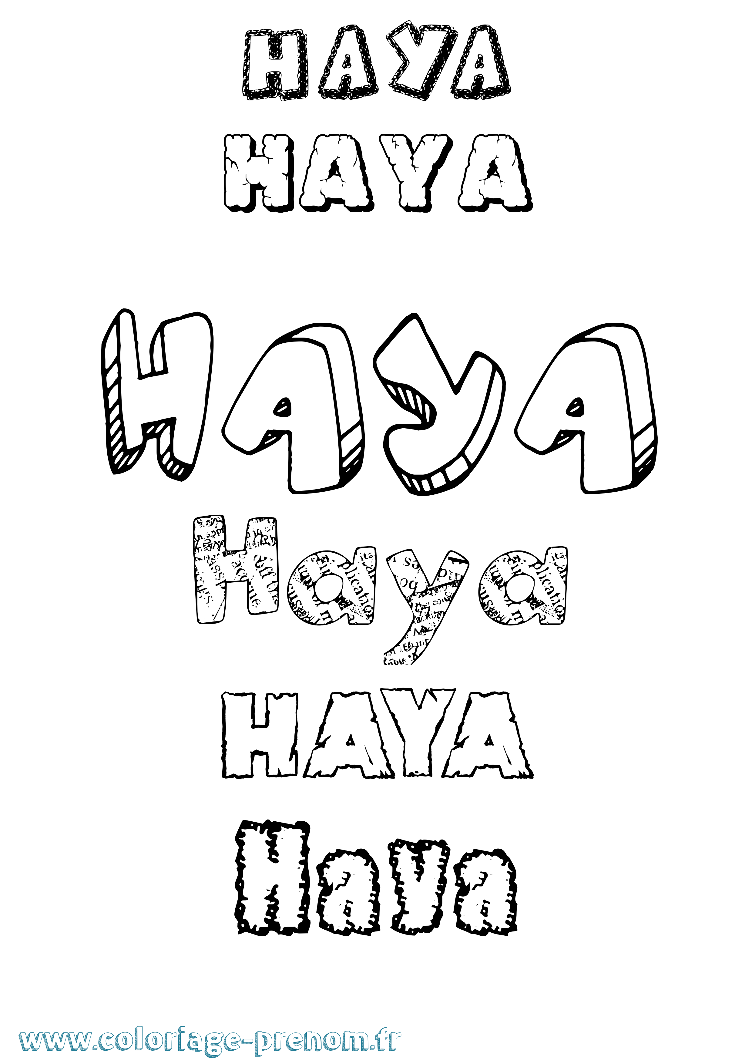 Coloriage prénom Haya
