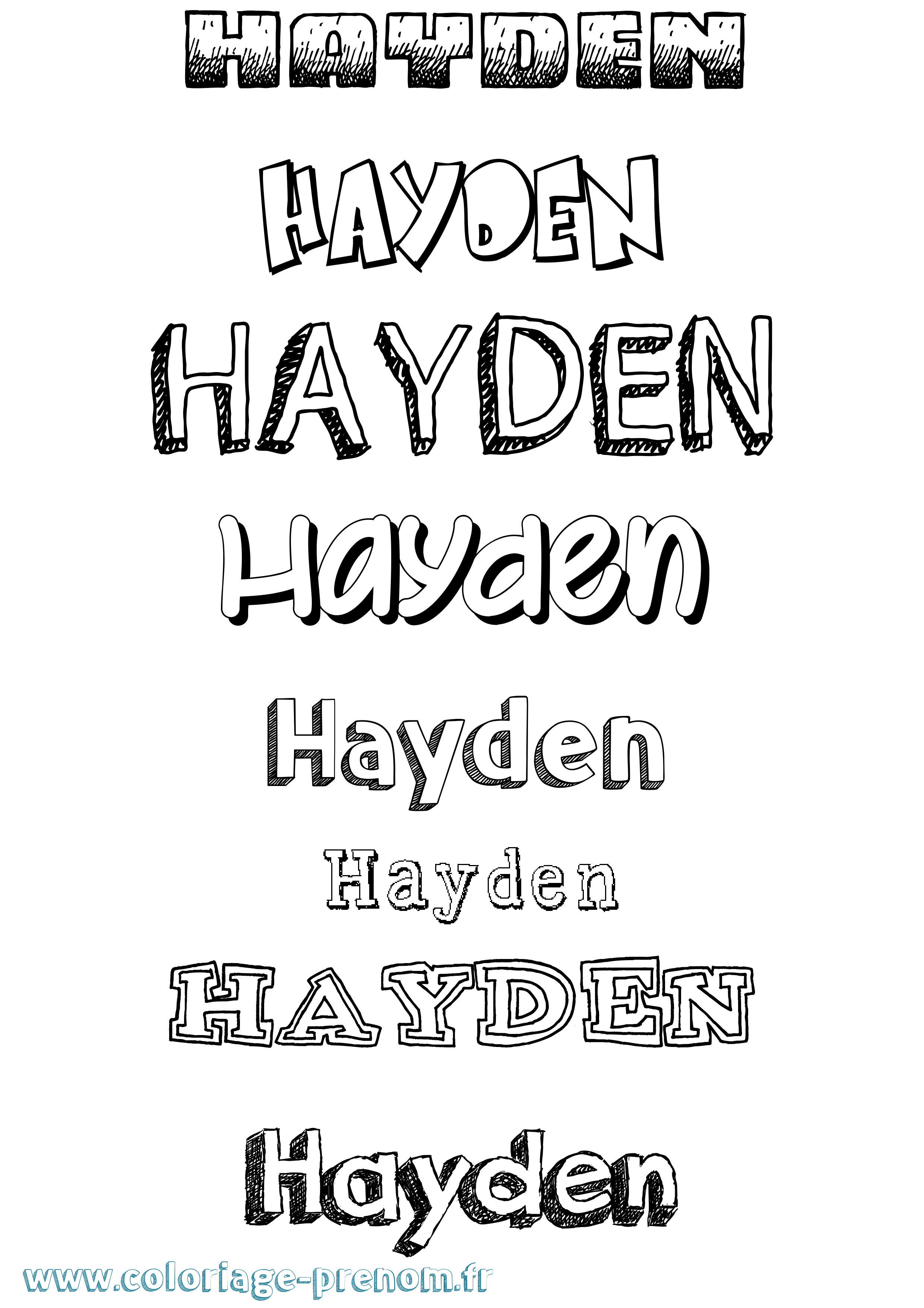 Coloriage prénom Hayden