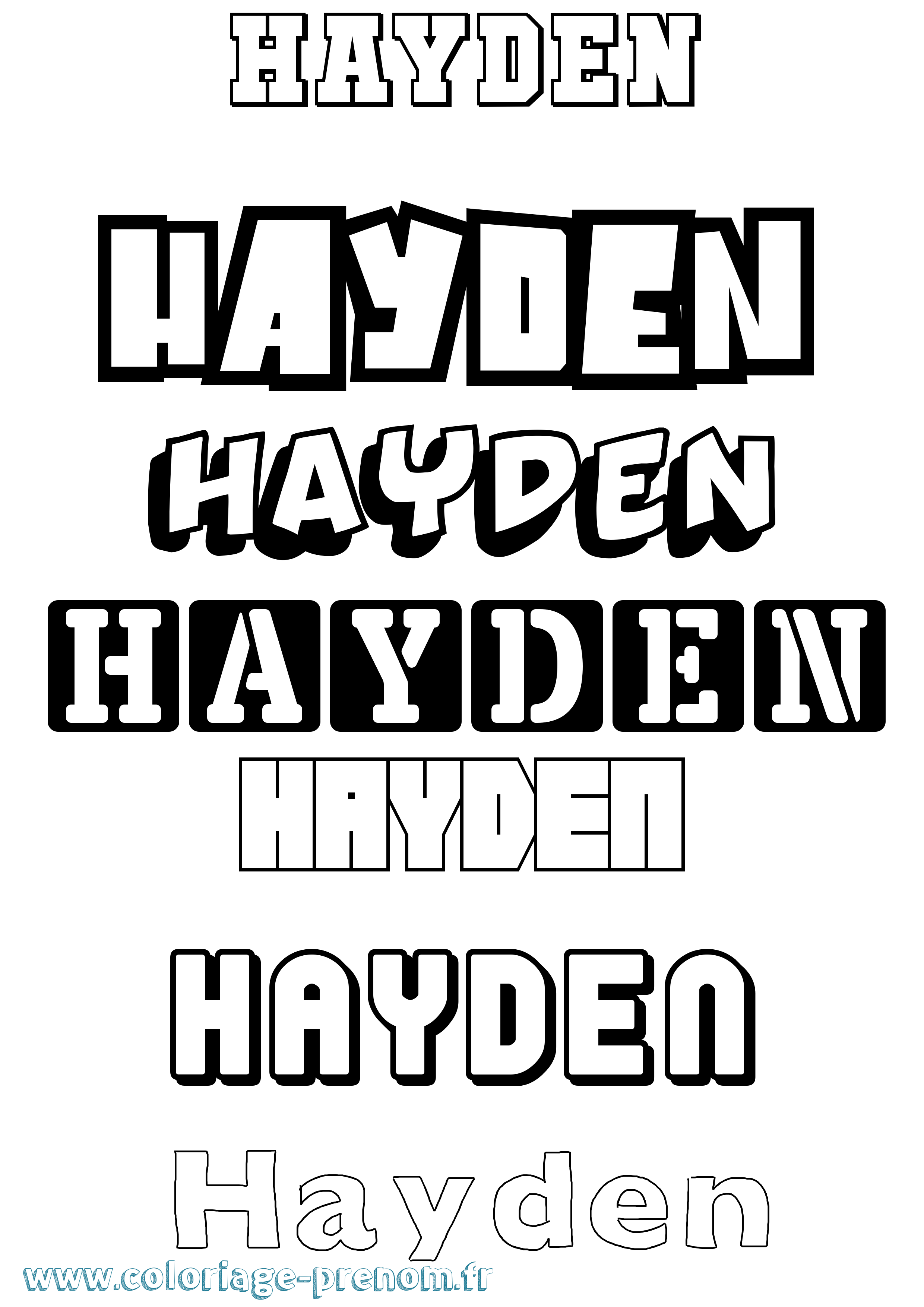 Coloriage prénom Hayden