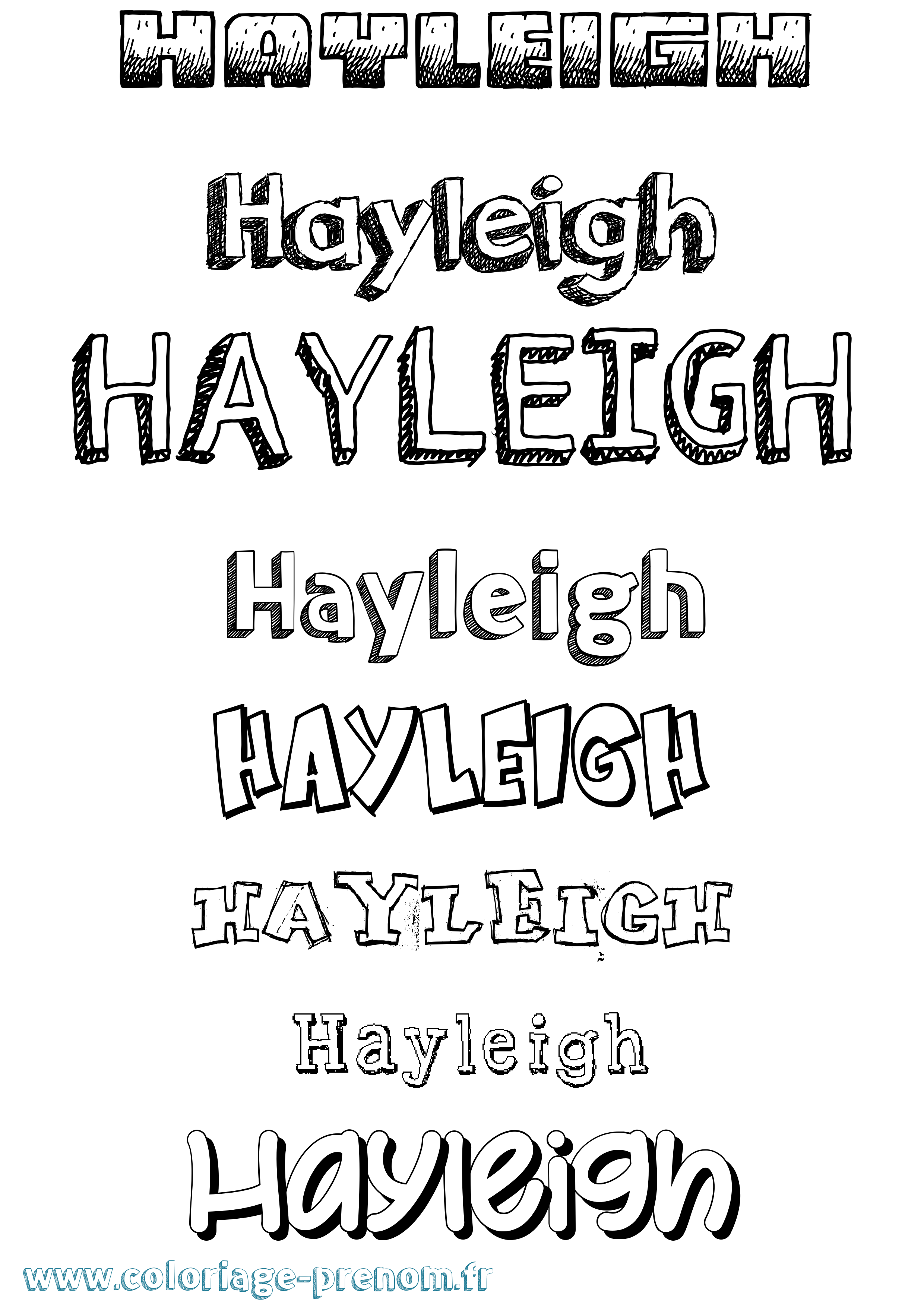 Coloriage prénom Hayleigh Dessiné