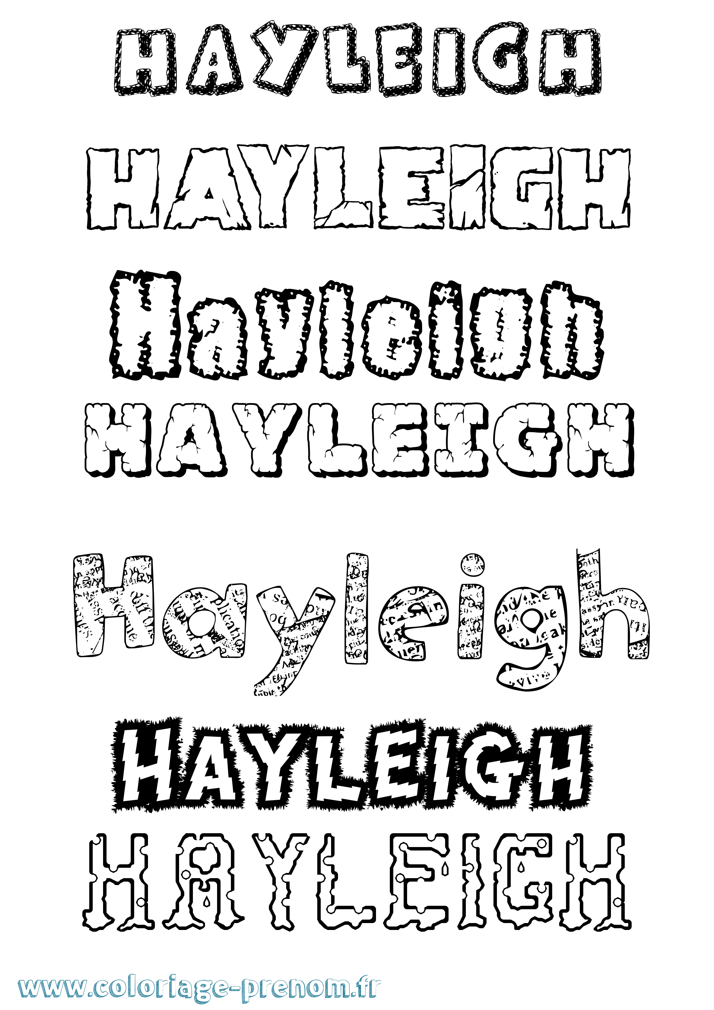 Coloriage prénom Hayleigh Destructuré