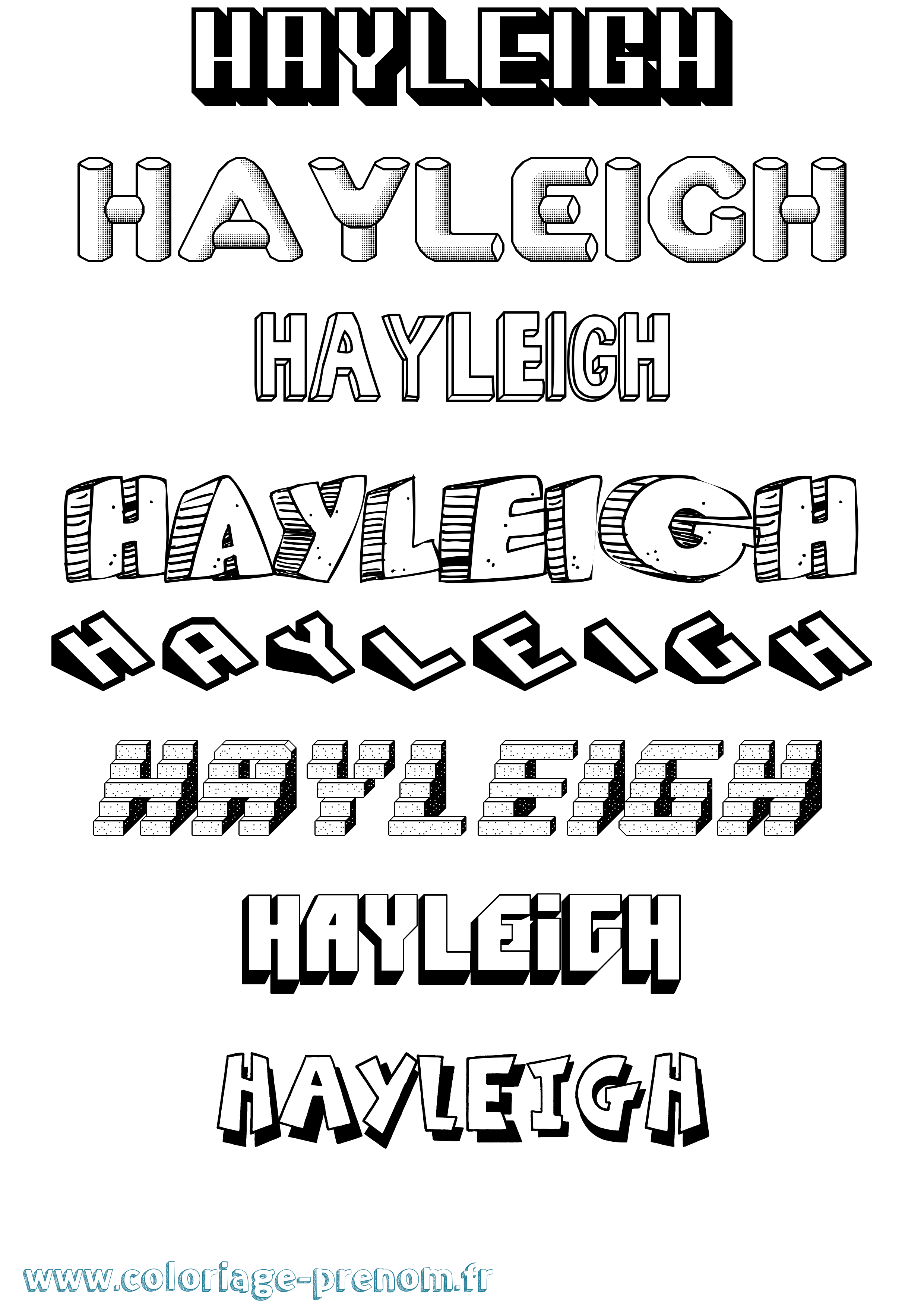 Coloriage prénom Hayleigh Effet 3D