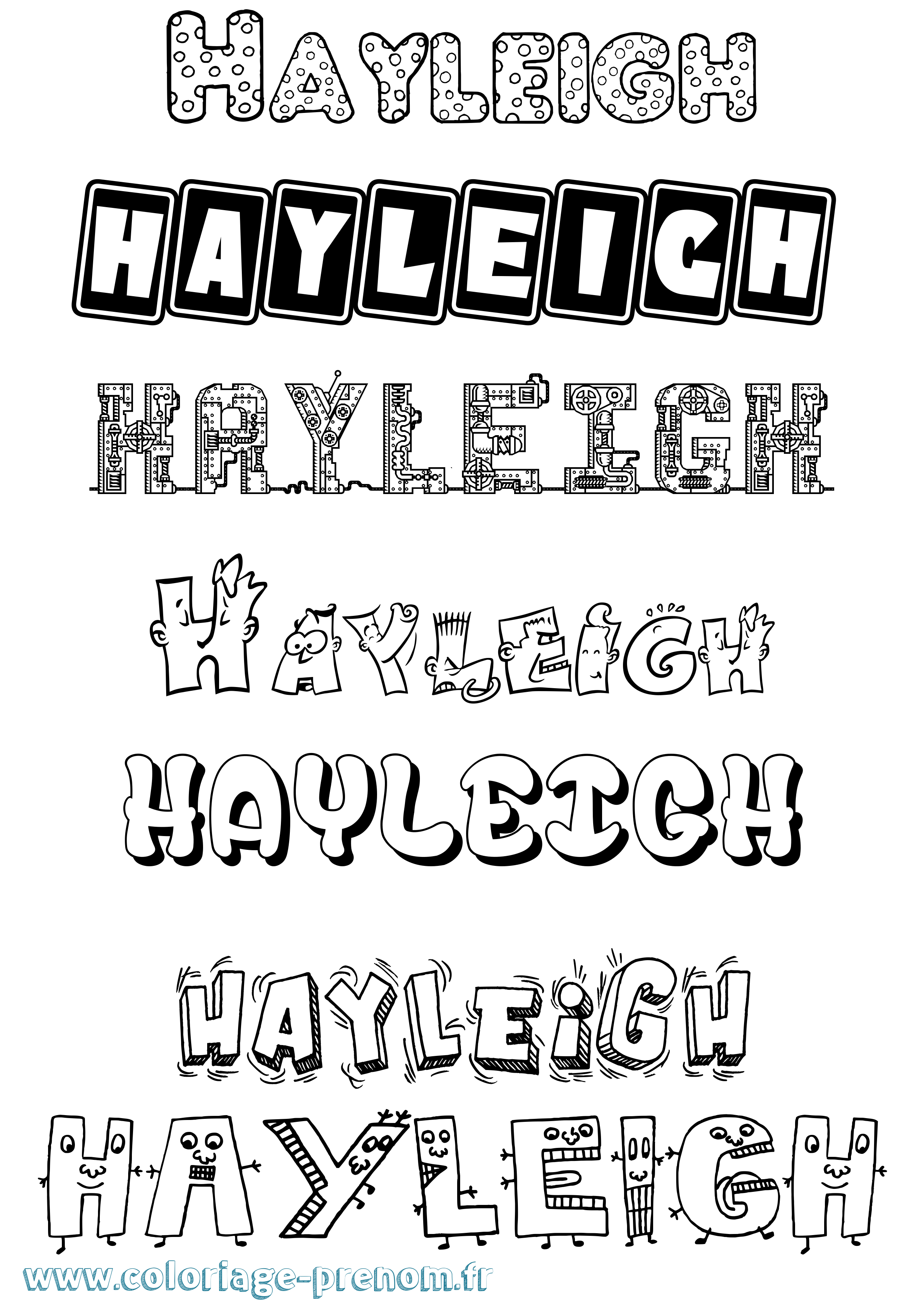 Coloriage prénom Hayleigh Fun