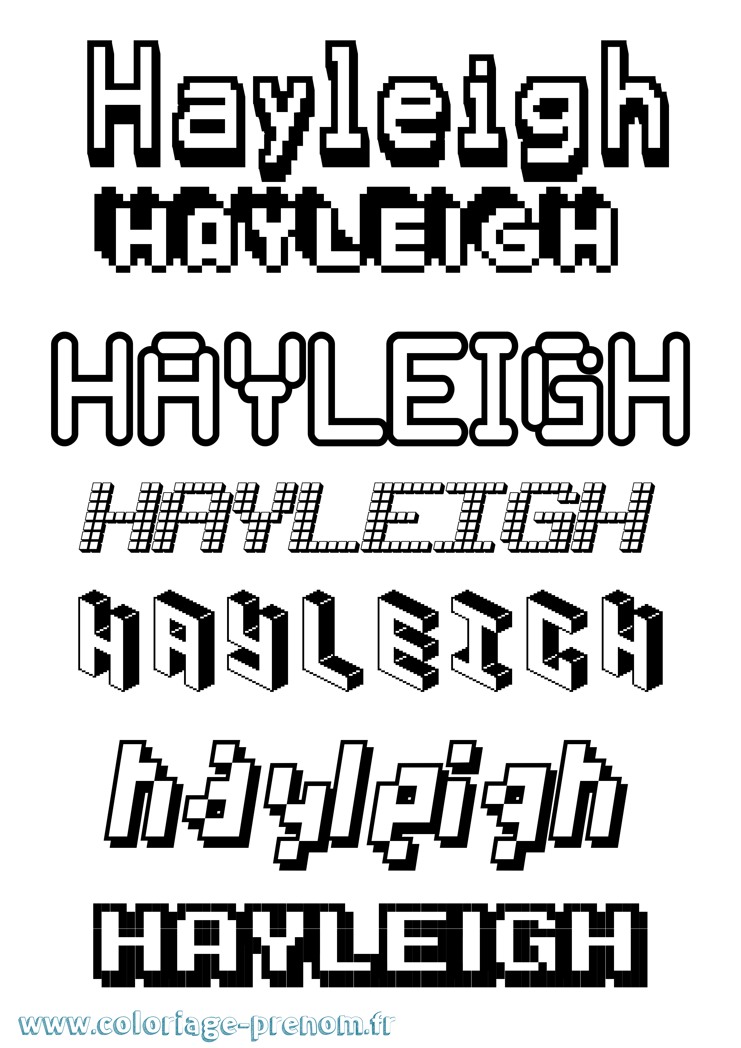 Coloriage prénom Hayleigh Pixel