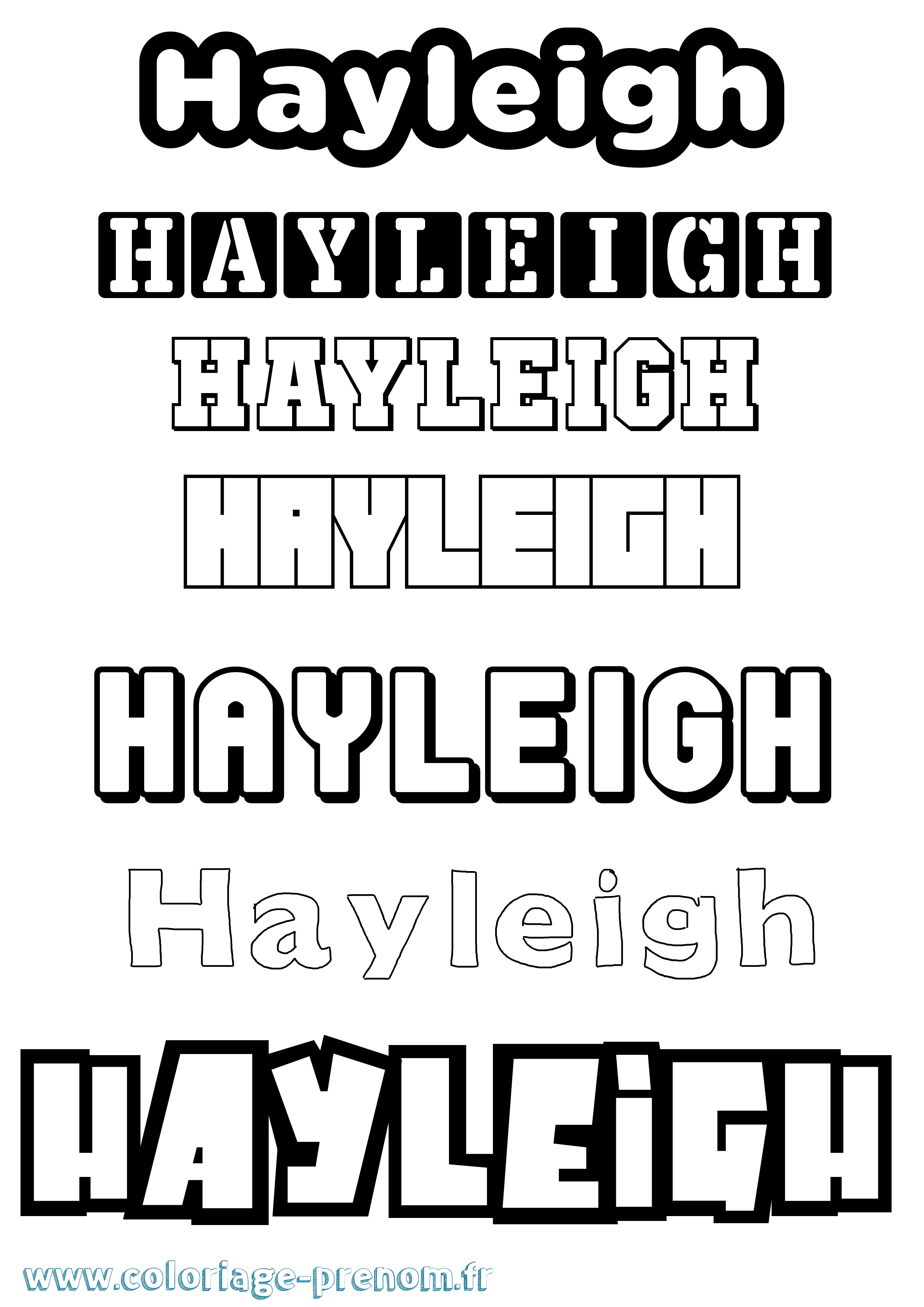 Coloriage prénom Hayleigh Simple
