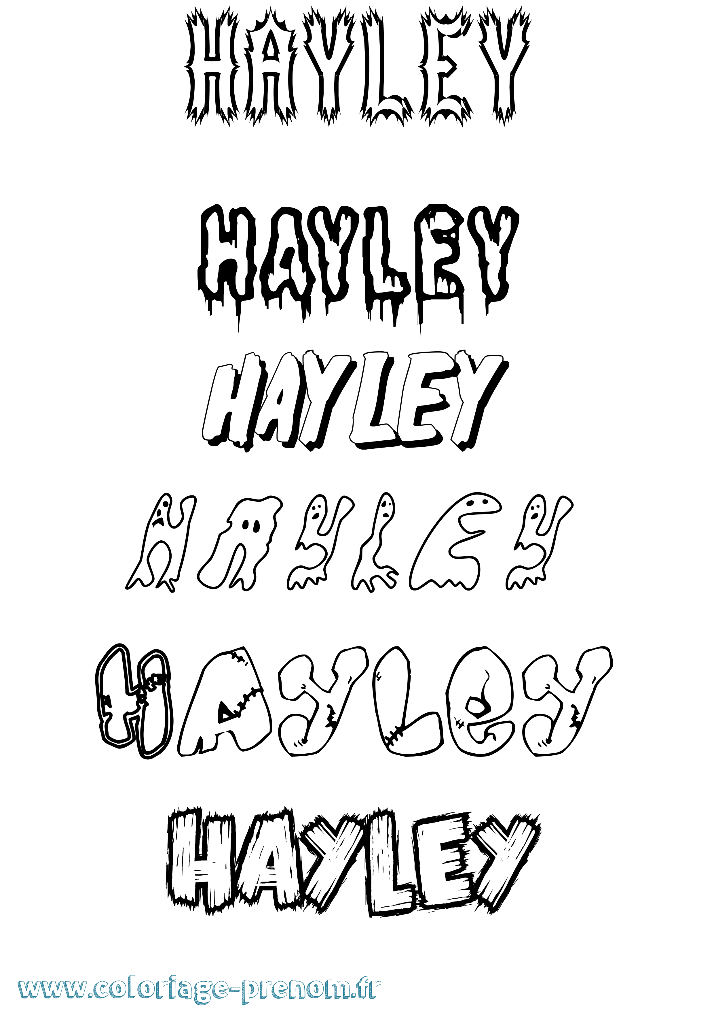 Coloriage prénom Hayley Frisson
