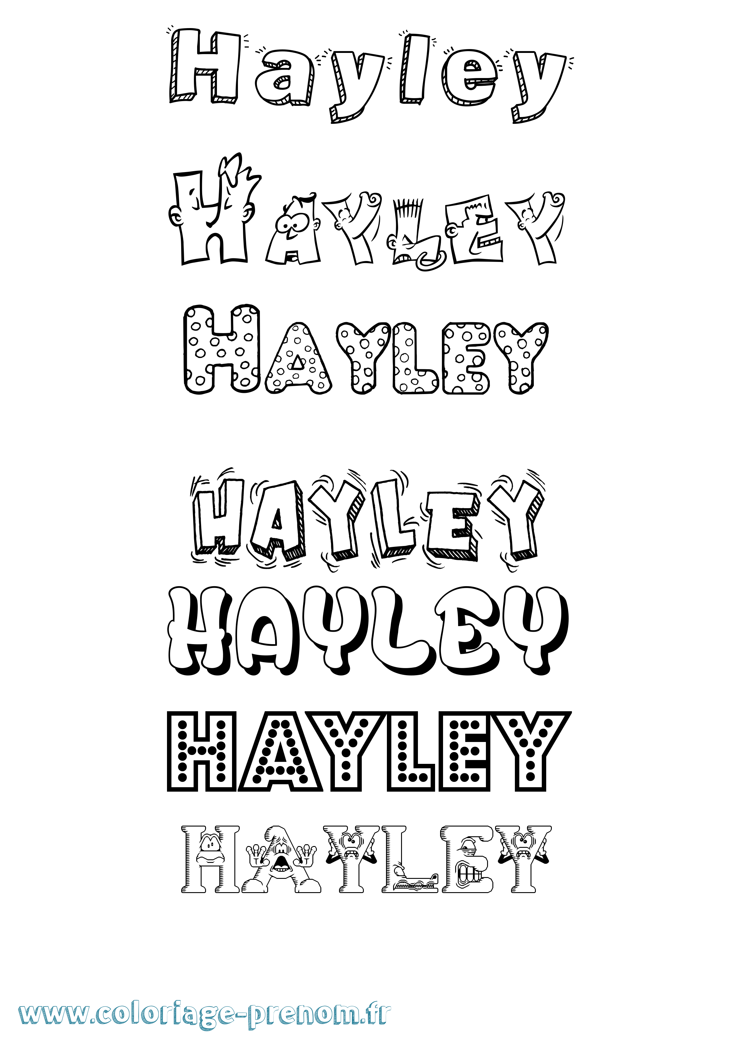 Coloriage prénom Hayley Fun