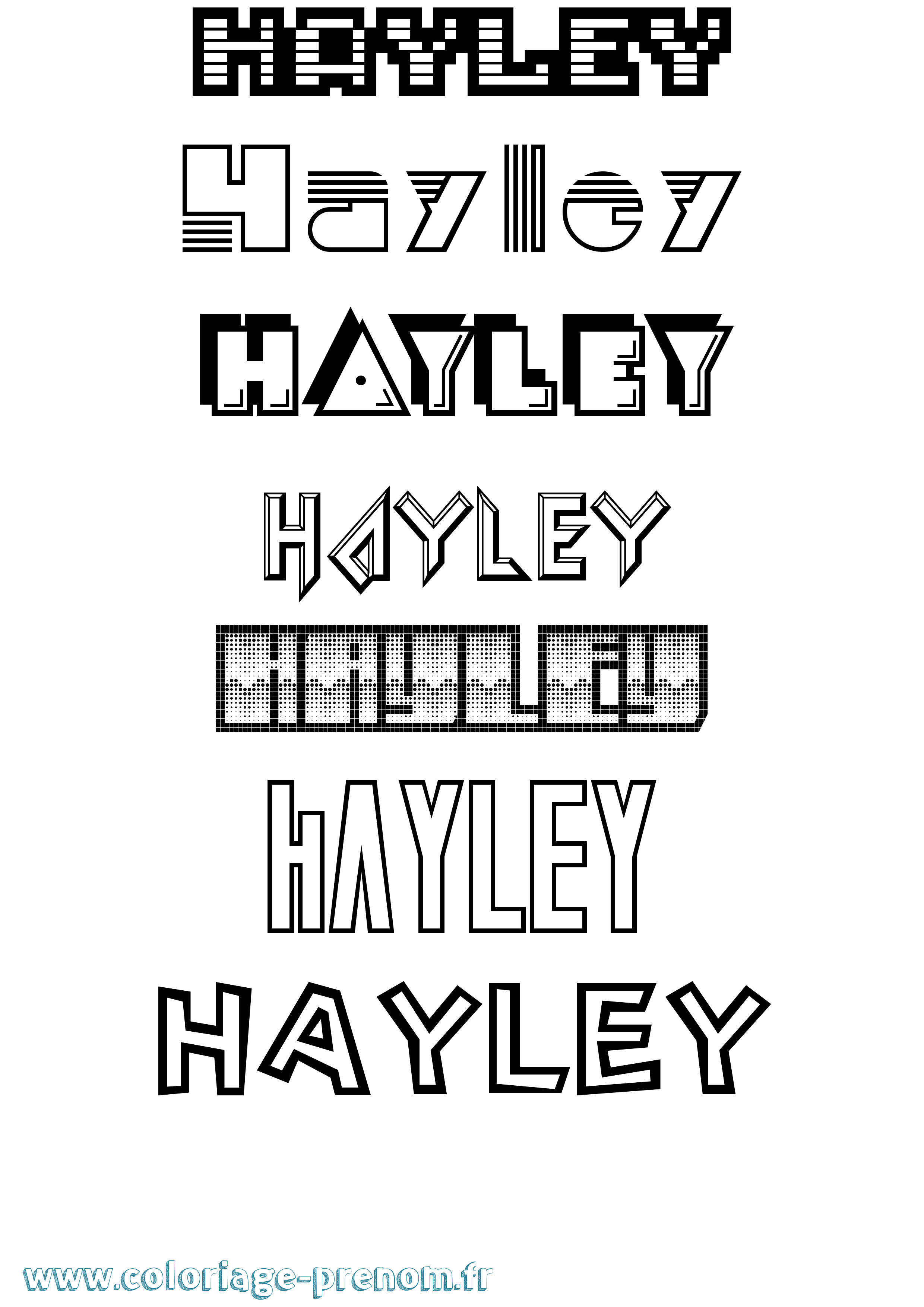 Coloriage prénom Hayley Jeux Vidéos