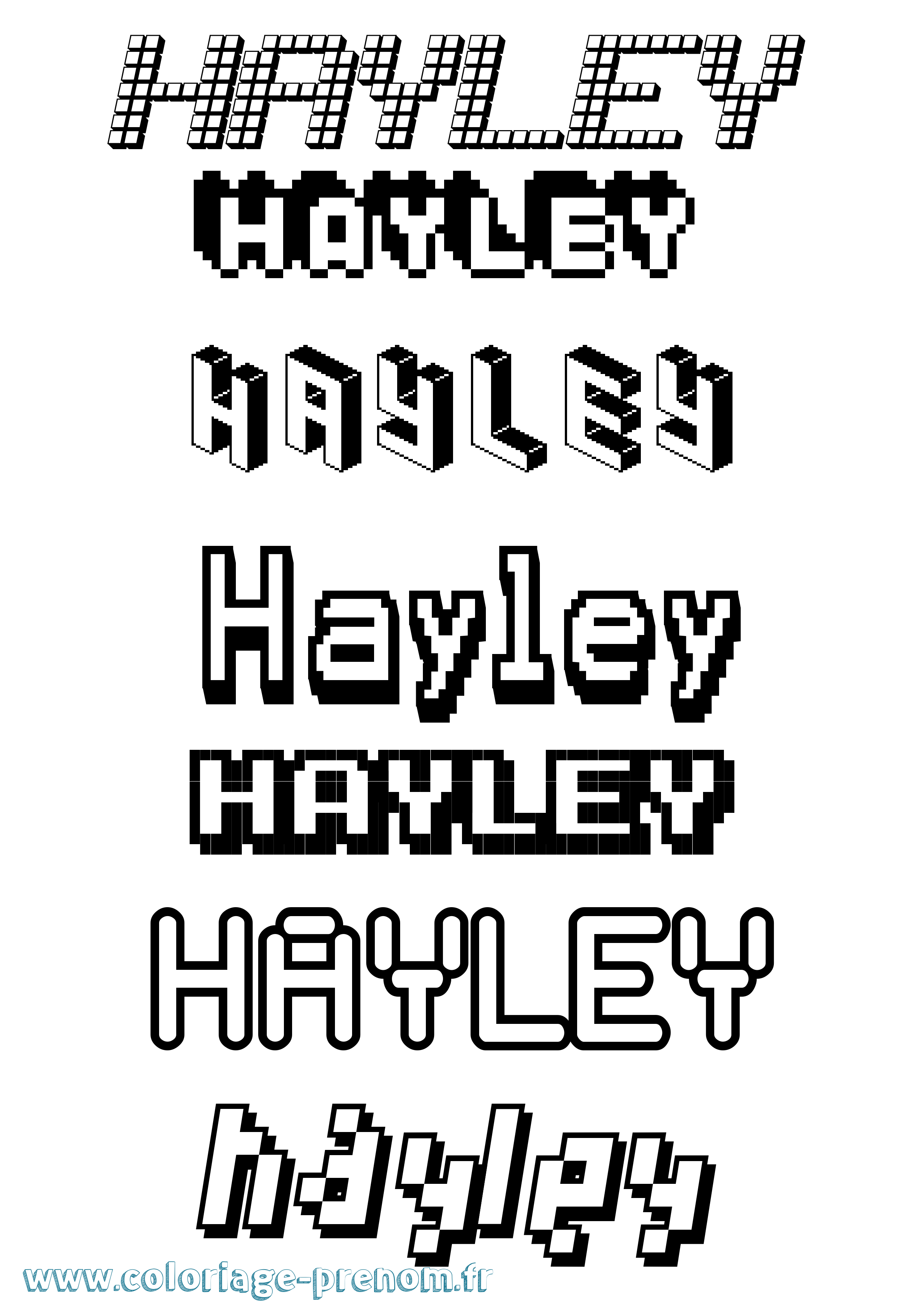Coloriage prénom Hayley Pixel