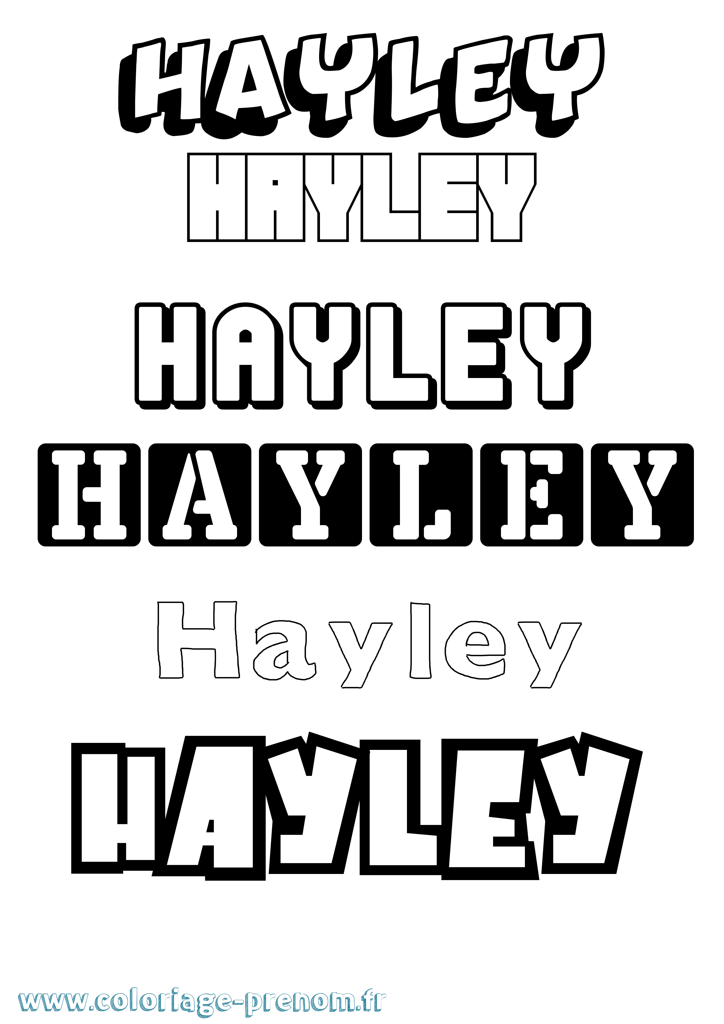 Coloriage prénom Hayley Simple