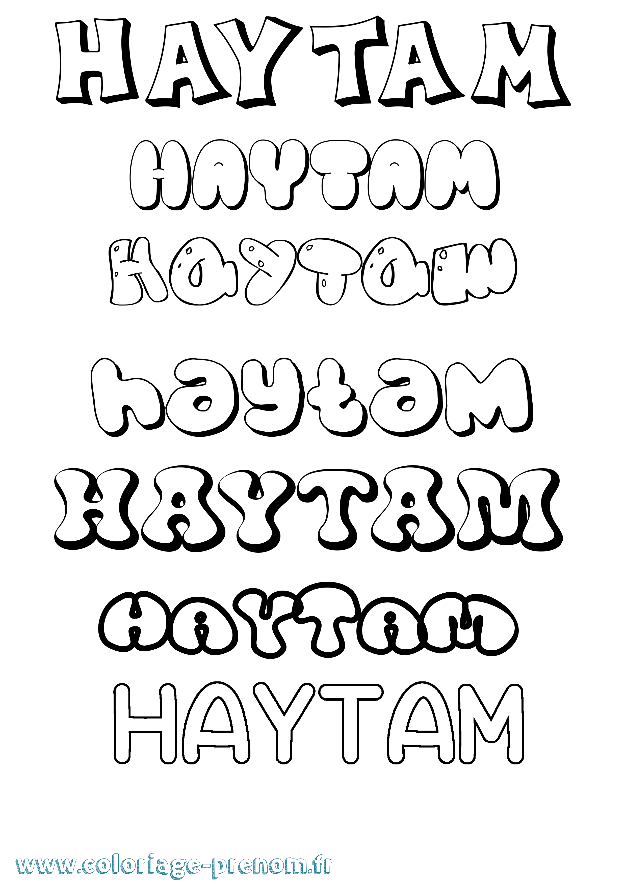 Coloriage prénom Haytam Bubble