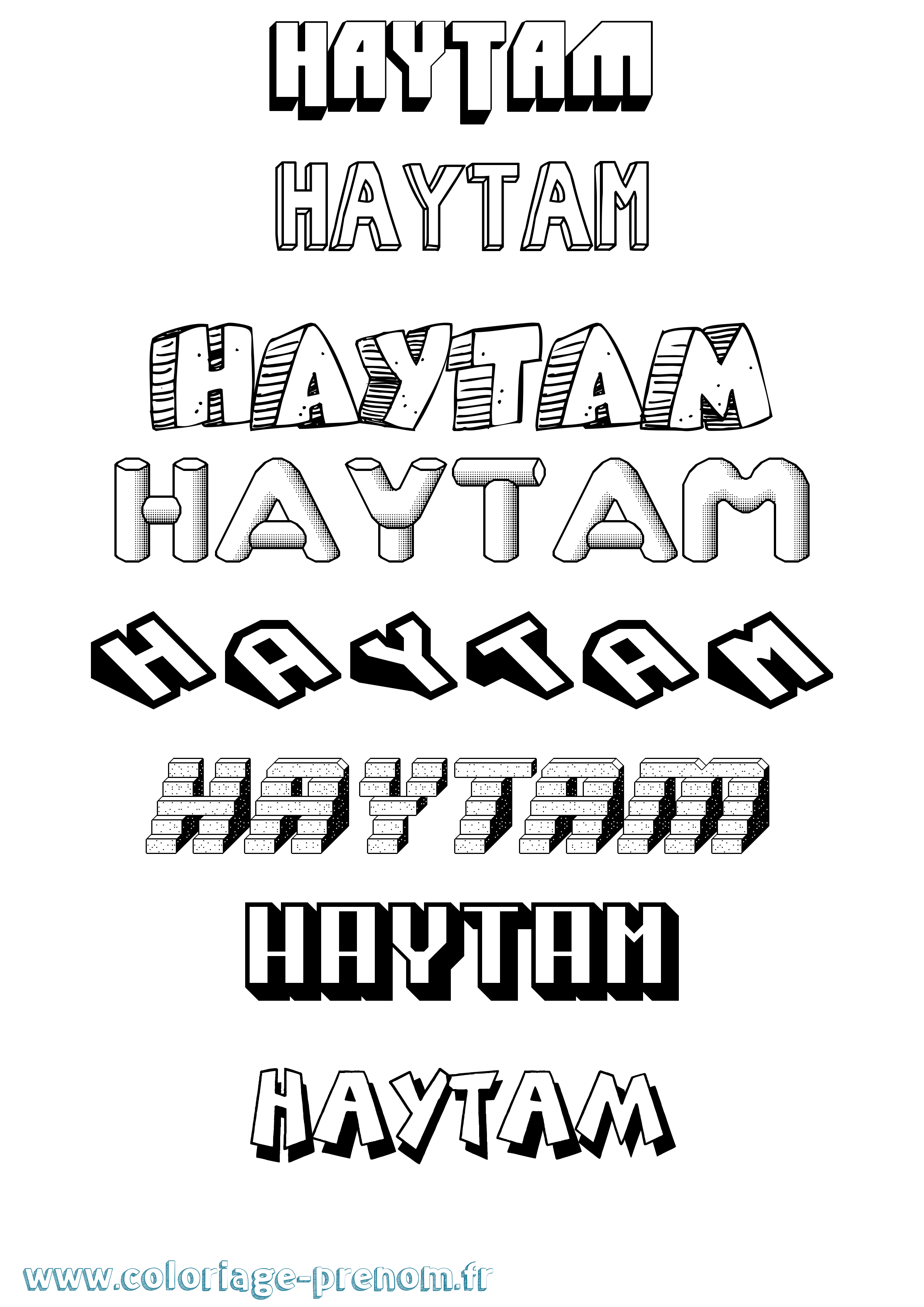 Coloriage prénom Haytam Effet 3D