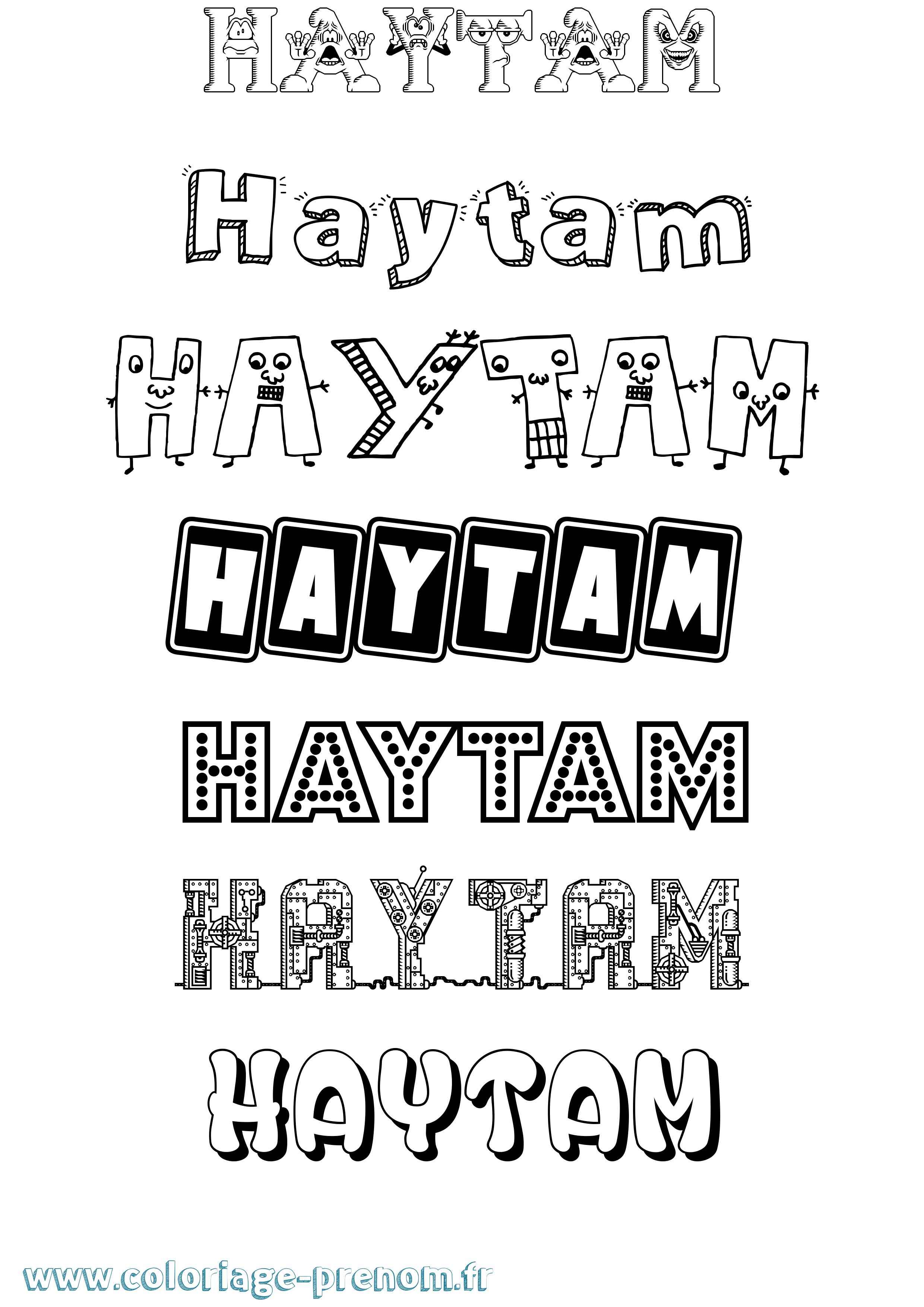 Coloriage prénom Haytam Fun
