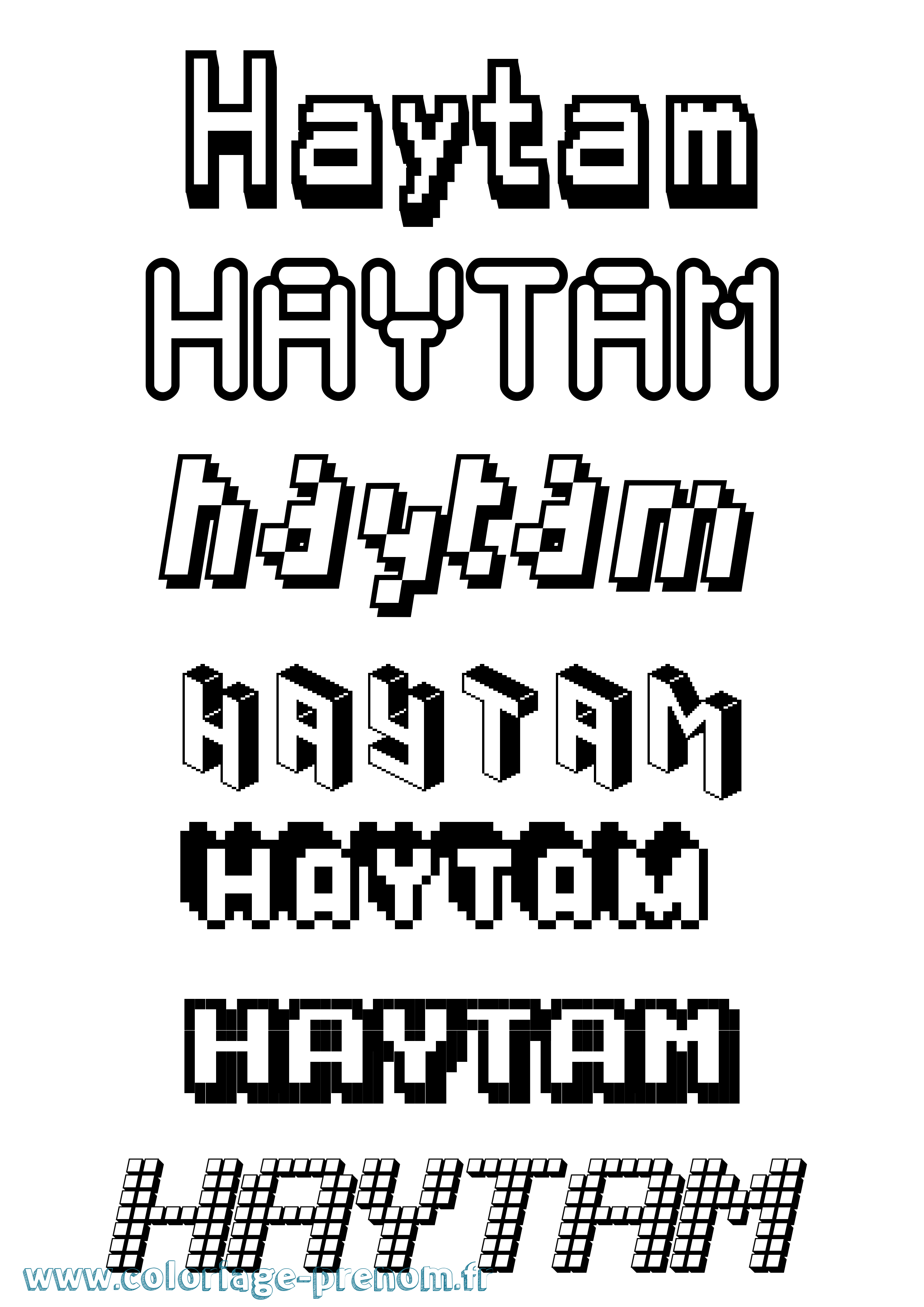 Coloriage prénom Haytam Pixel
