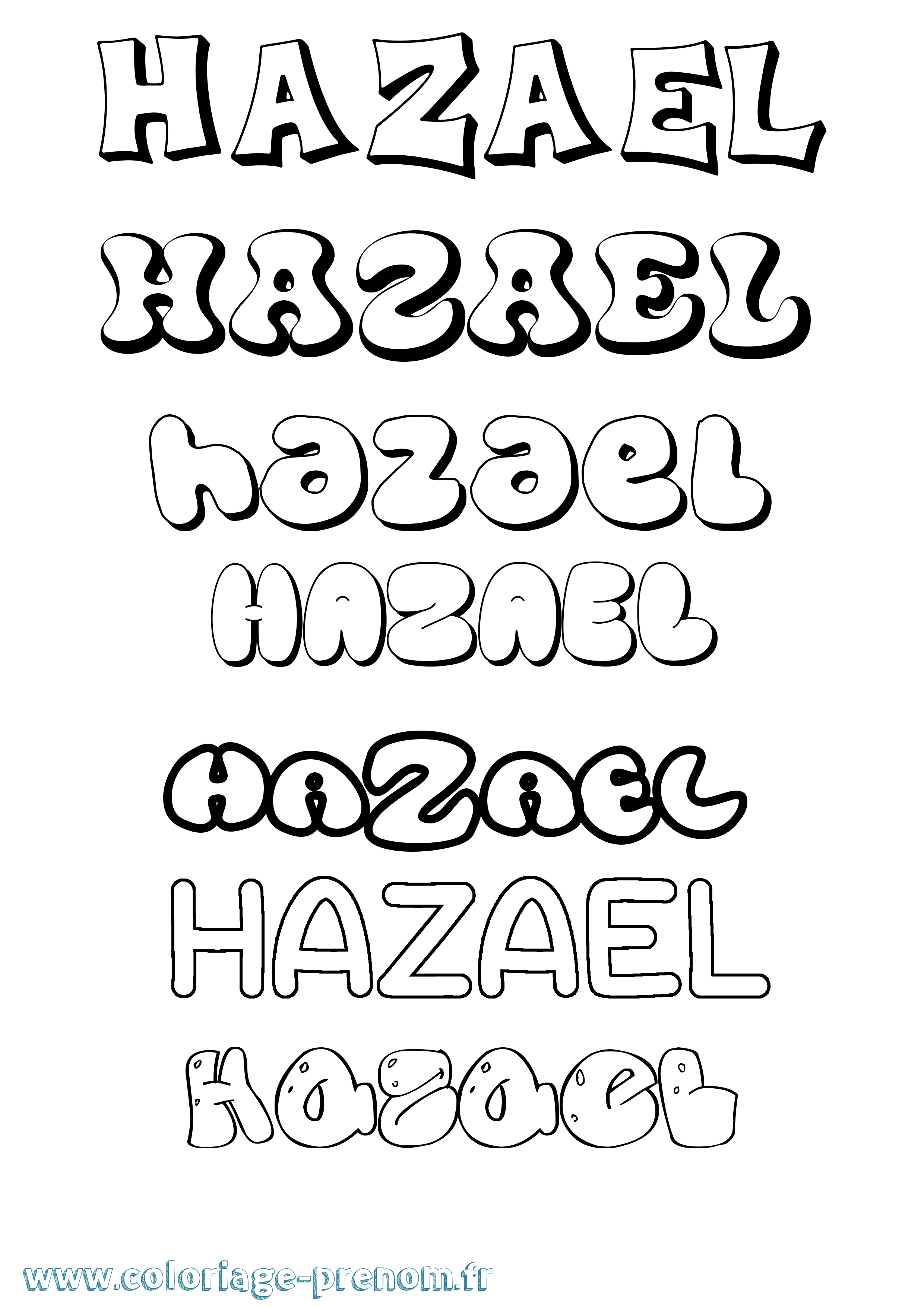 Coloriage prénom Hazael Bubble