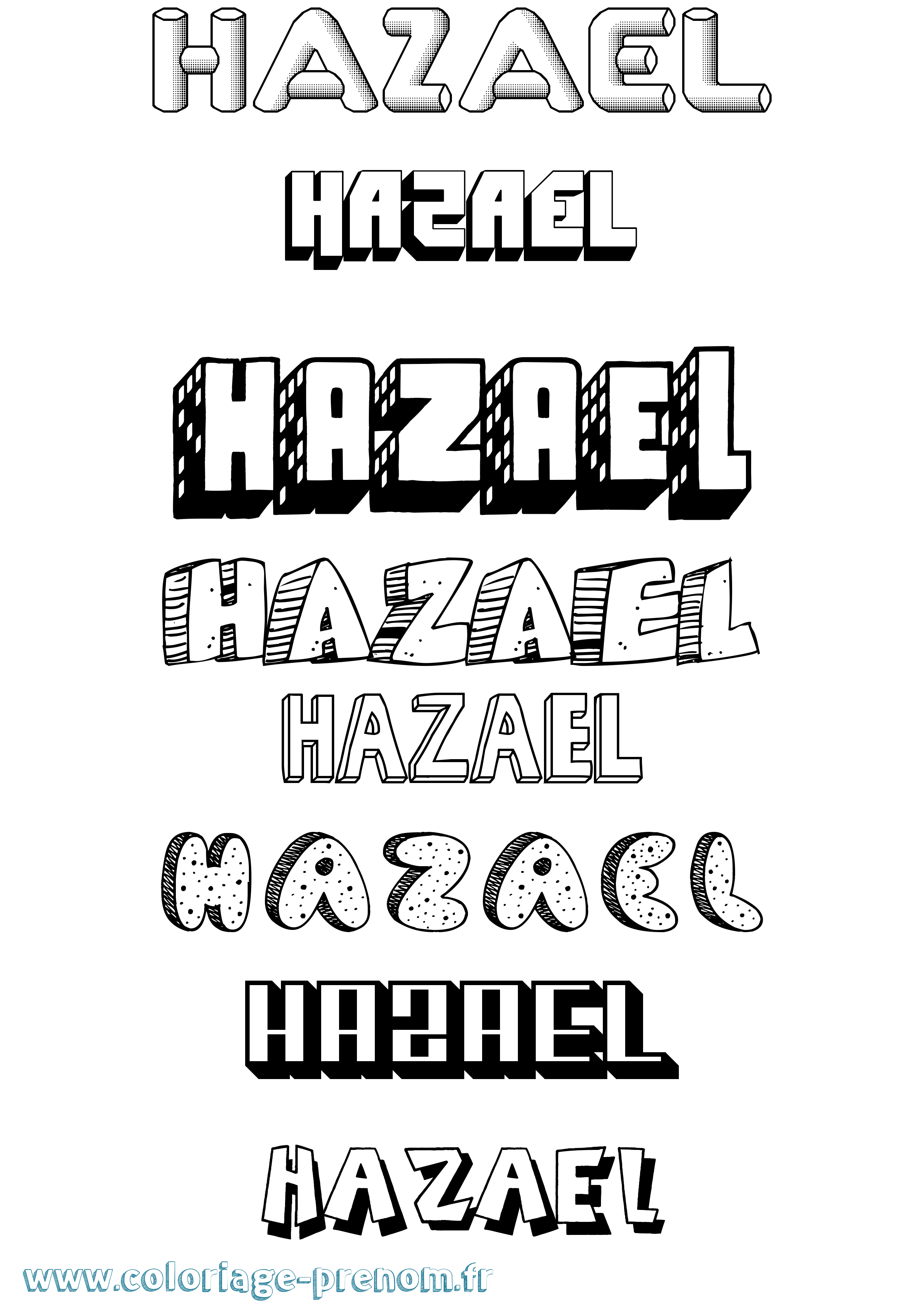 Coloriage prénom Hazael Effet 3D