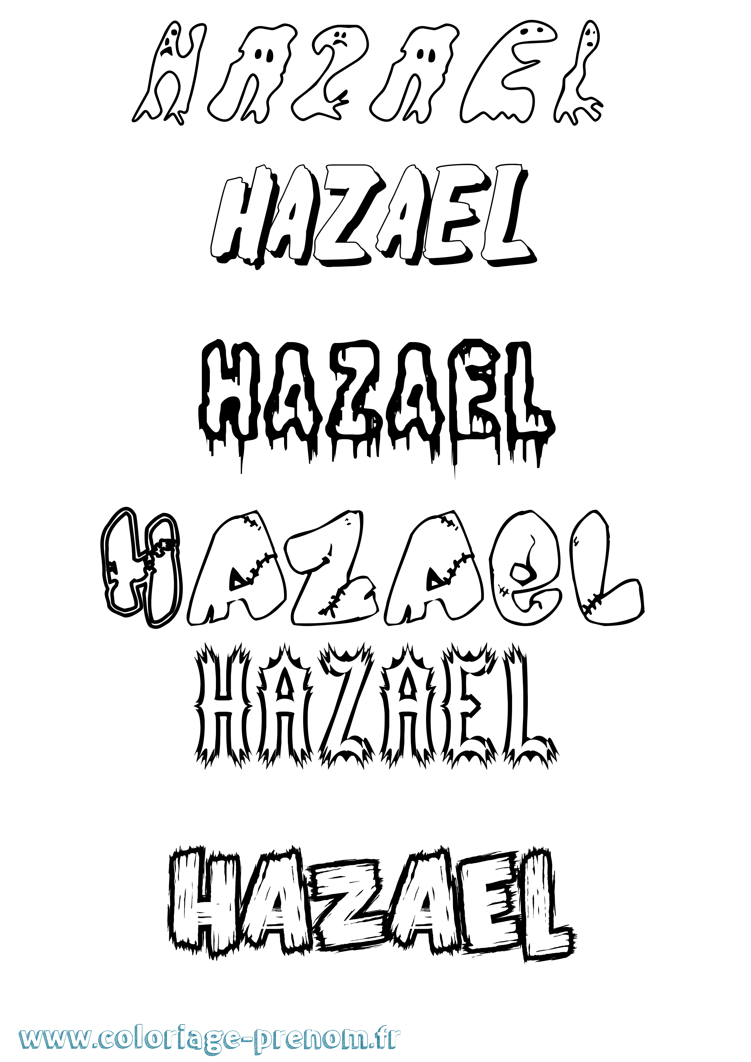 Coloriage prénom Hazael Frisson