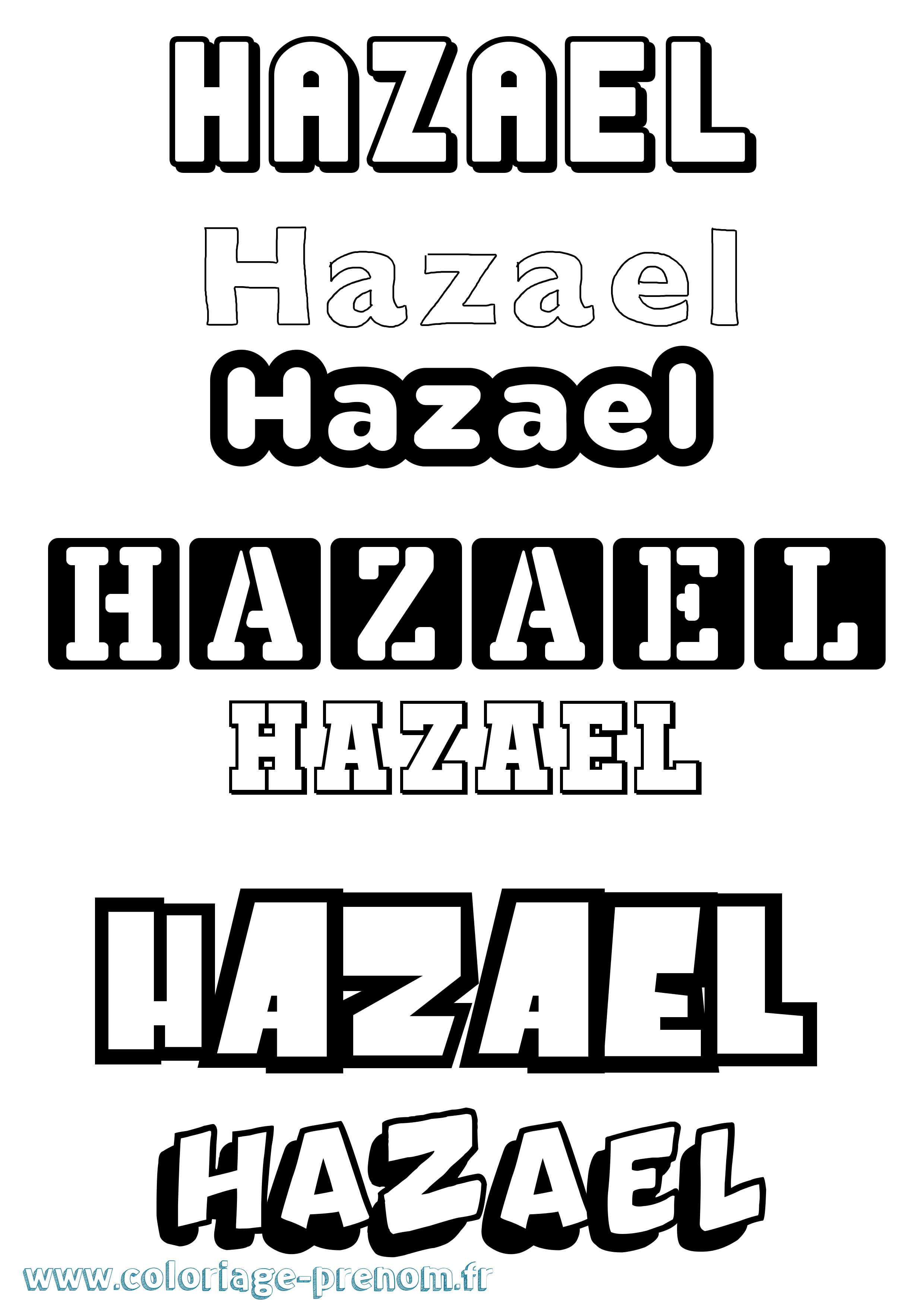 Coloriage prénom Hazael Simple