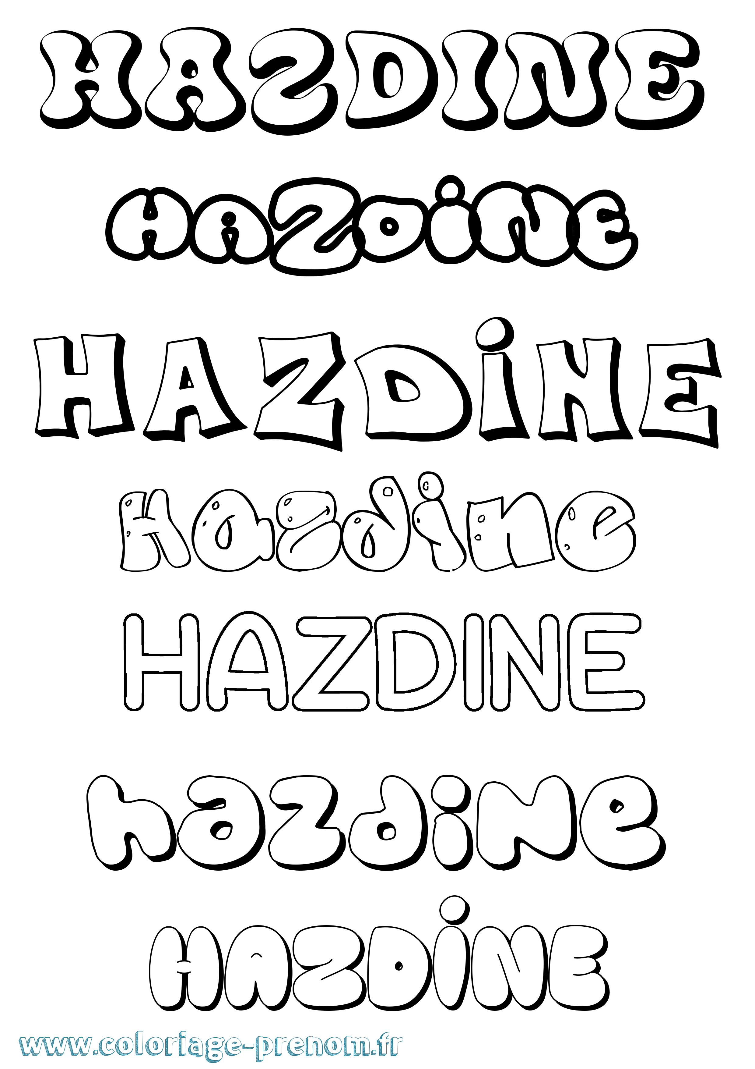 Coloriage Hazdine Bubble Coloriage prénom Hazdine Bubble