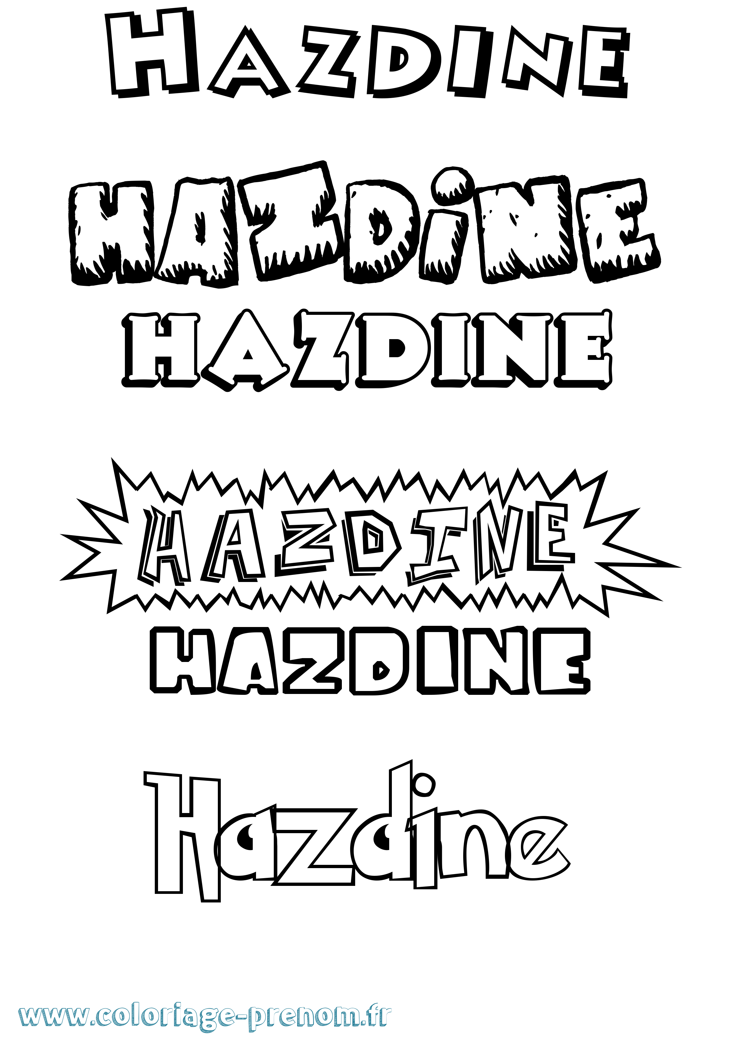 Coloriage Hazdine Dessin Animé Coloriage prénom Hazdine Dessin Animé