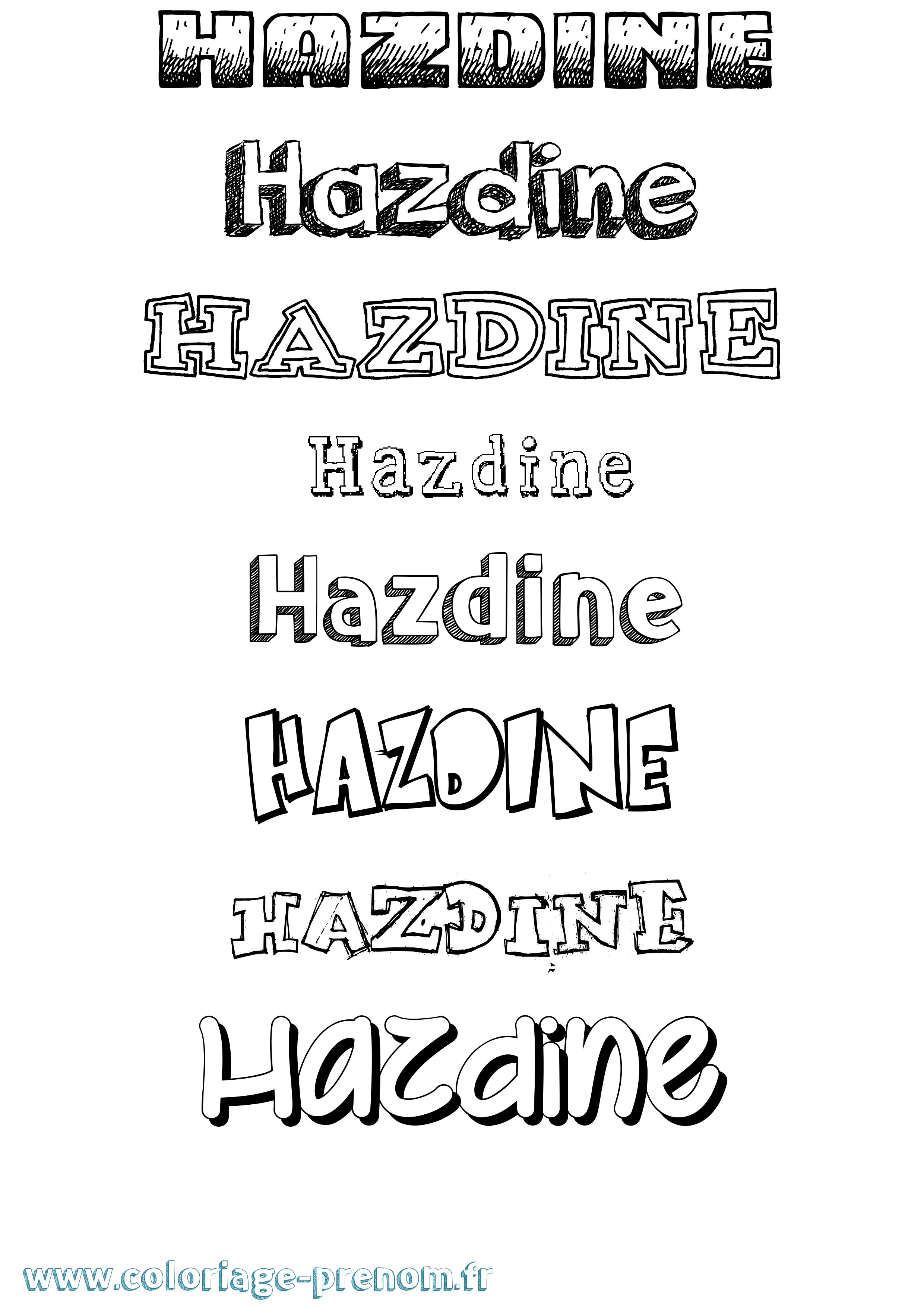 Coloriage Hazdine Dessiné Coloriage prénom Hazdine Dessiné