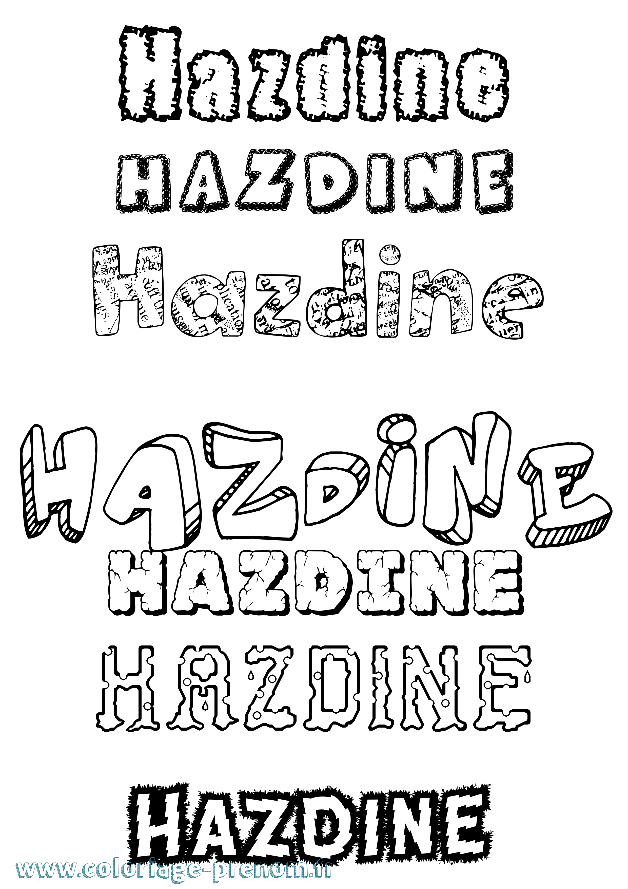 Coloriage Hazdine Destructuré Coloriage prénom Hazdine Destructuré