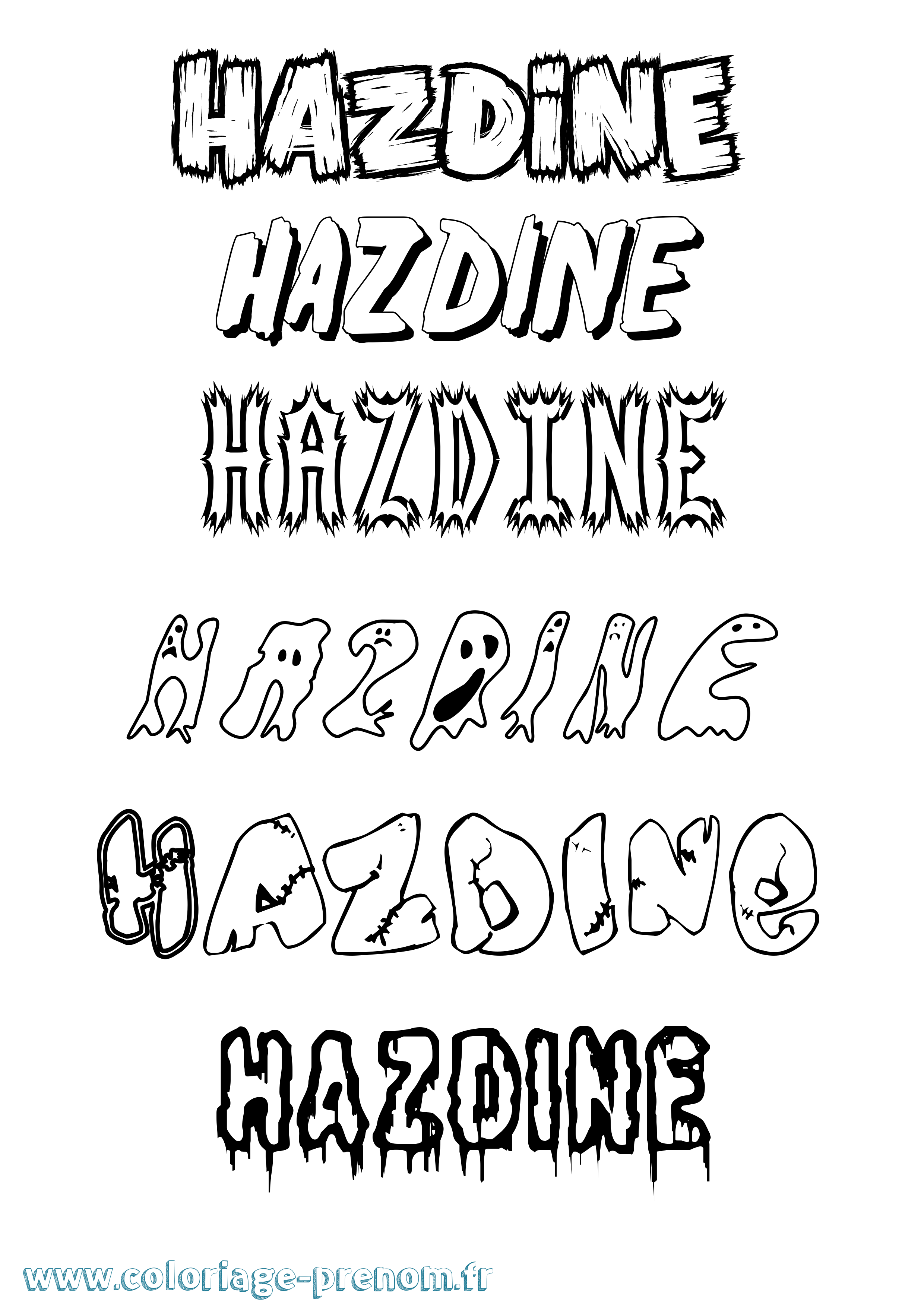 Coloriage Hazdine Frisson Coloriage prénom Hazdine Frisson