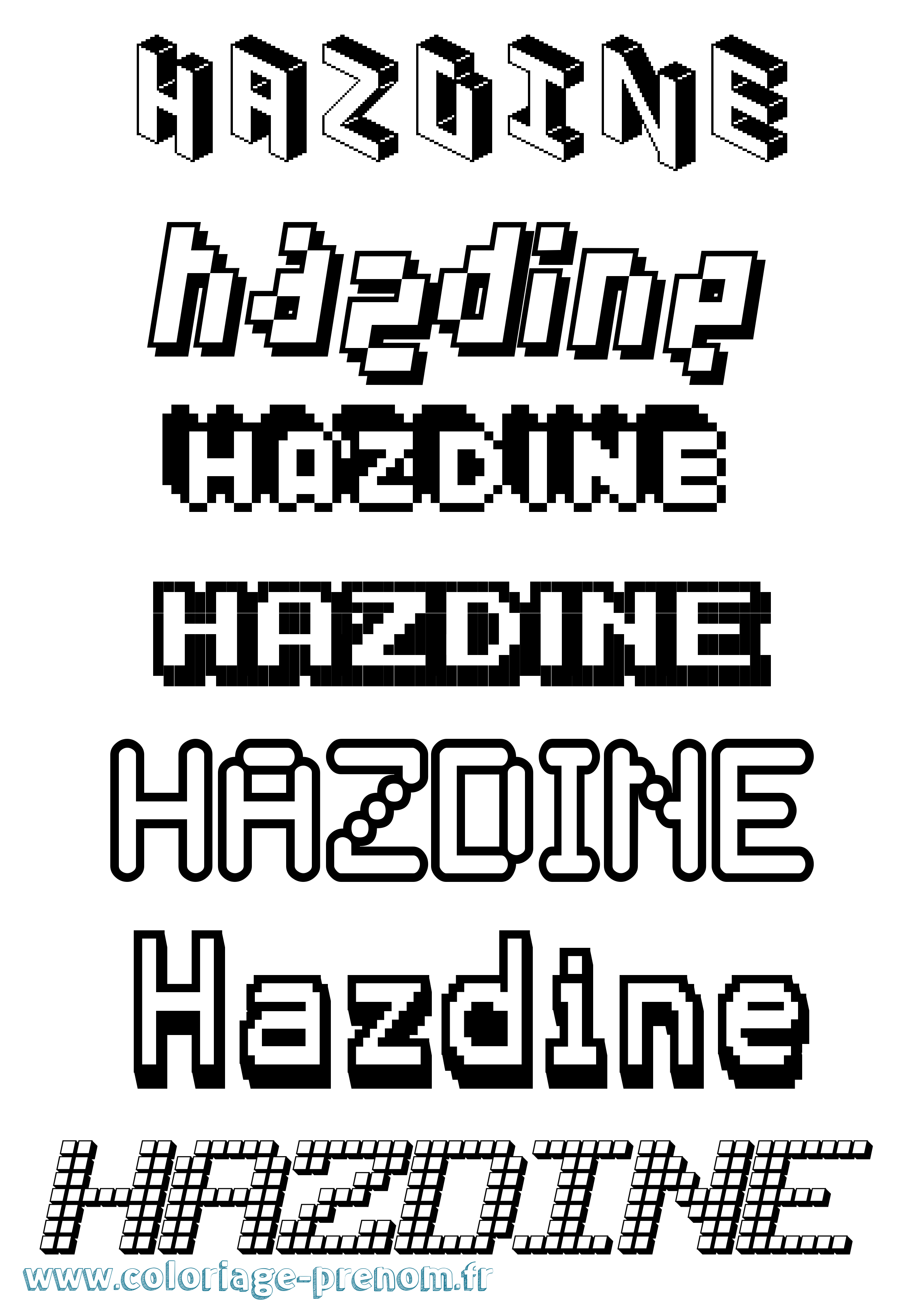 Coloriage prénom Hazdine Pixel