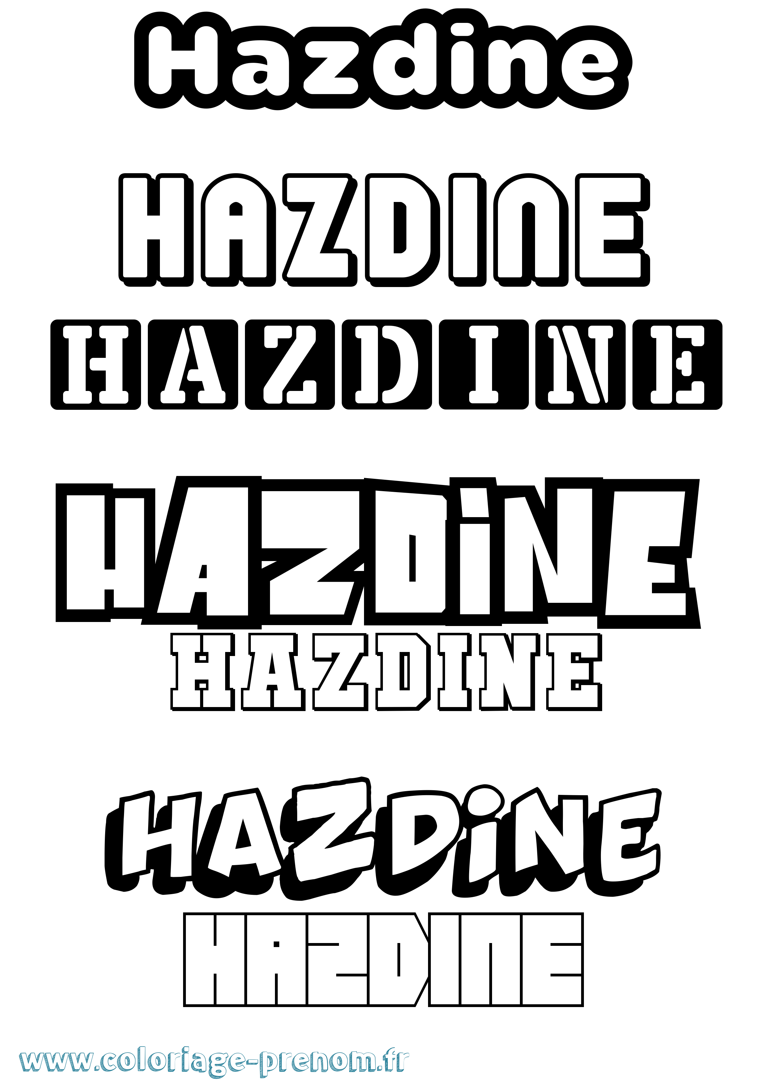 Coloriage prénom Hazdine Simple