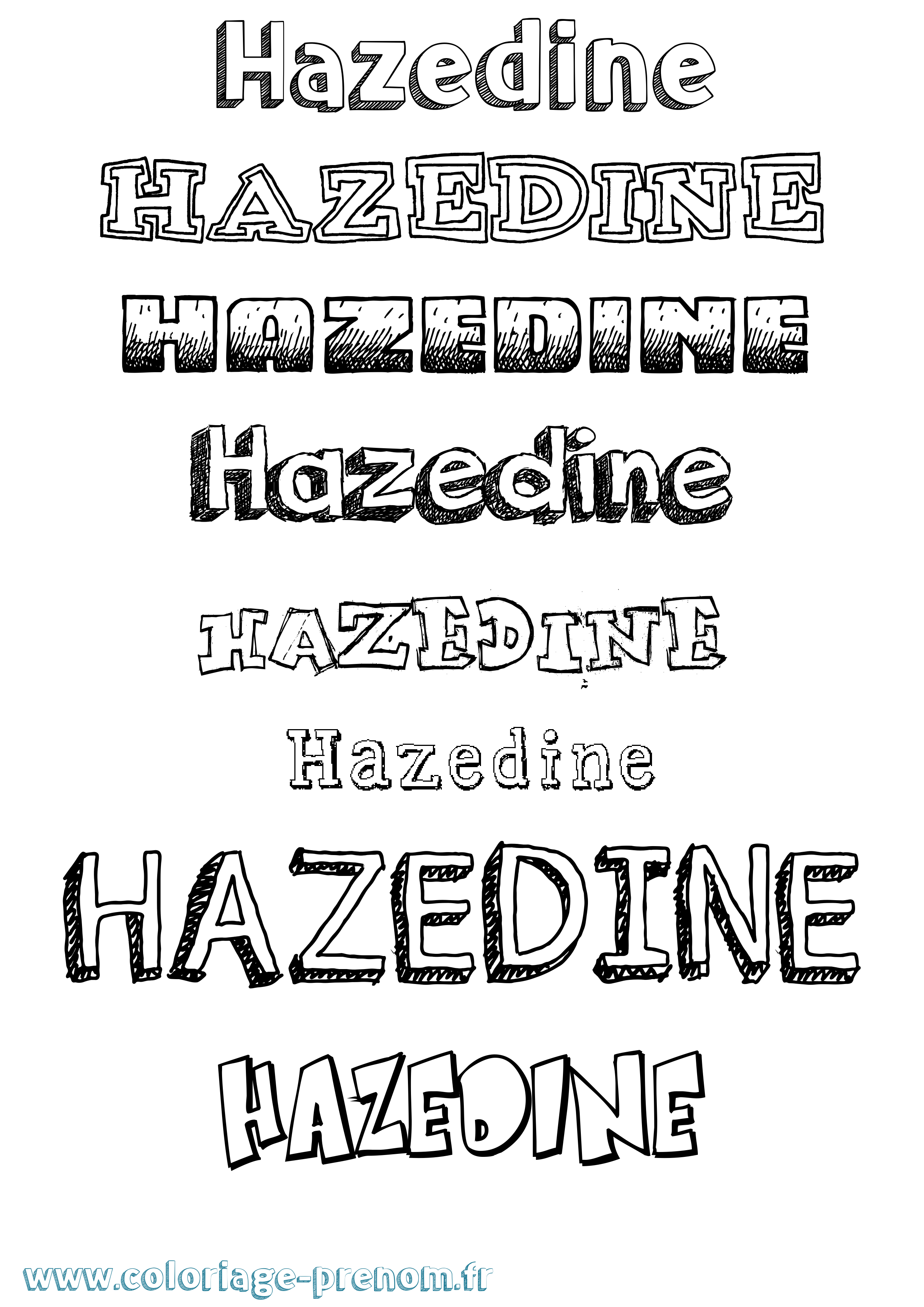 Coloriage prénom Hazedine Dessiné