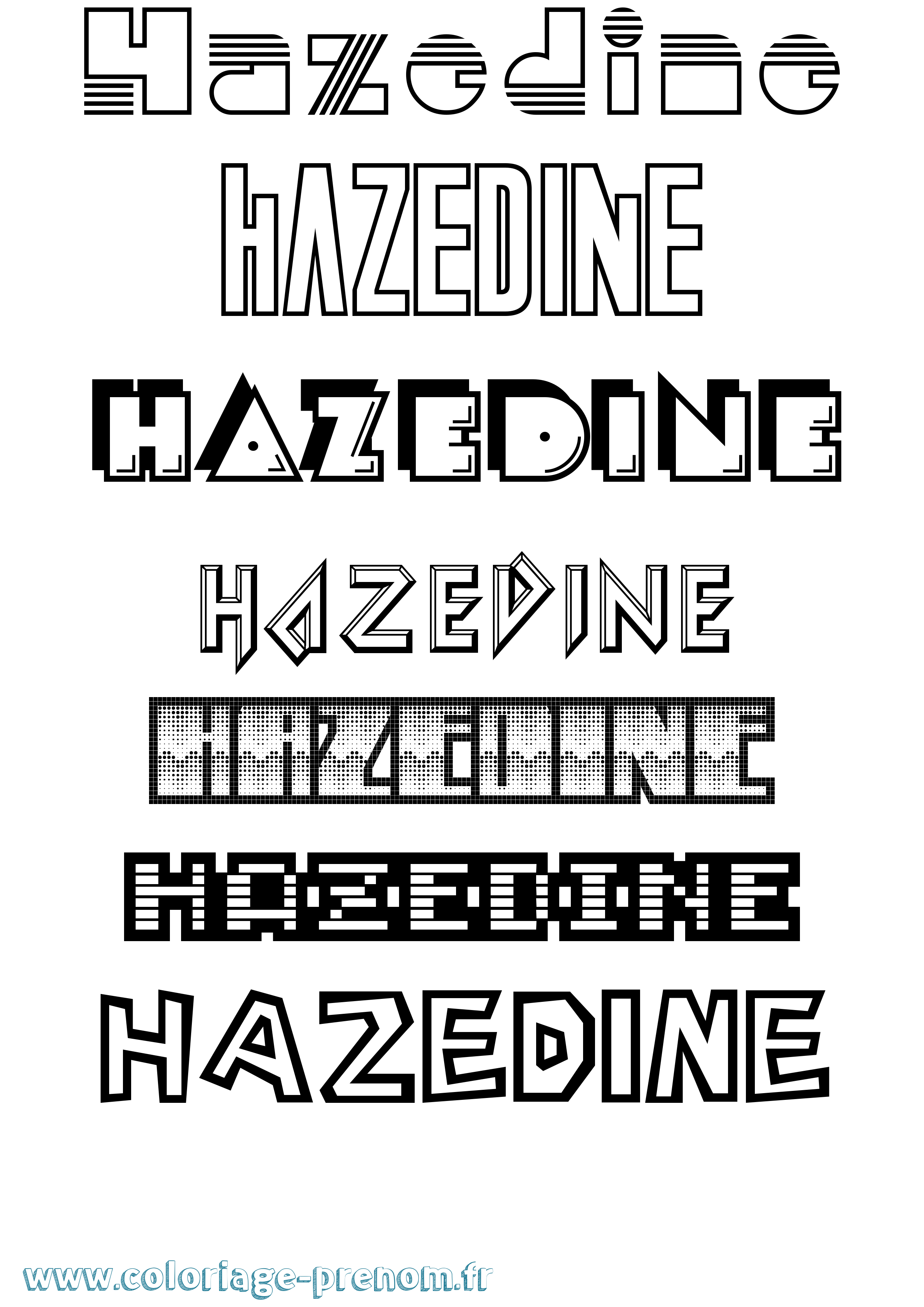 Coloriage prénom Hazedine Jeux Vidéos