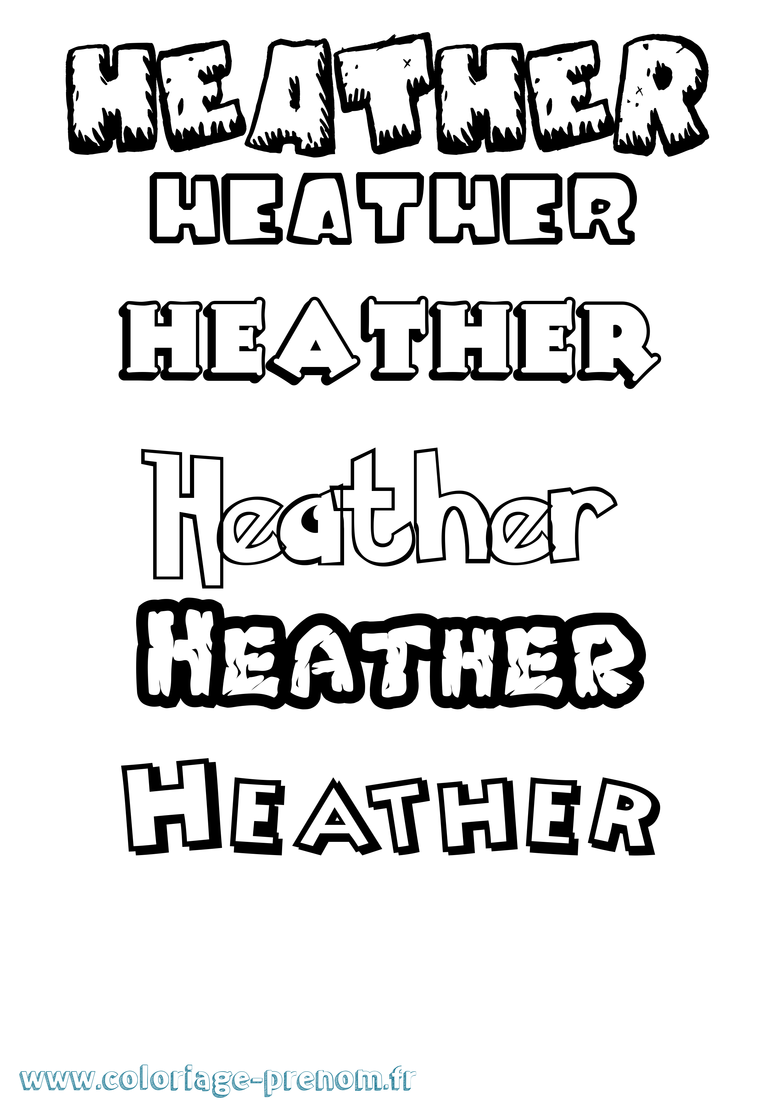 Coloriage prénom Heather Dessin Animé