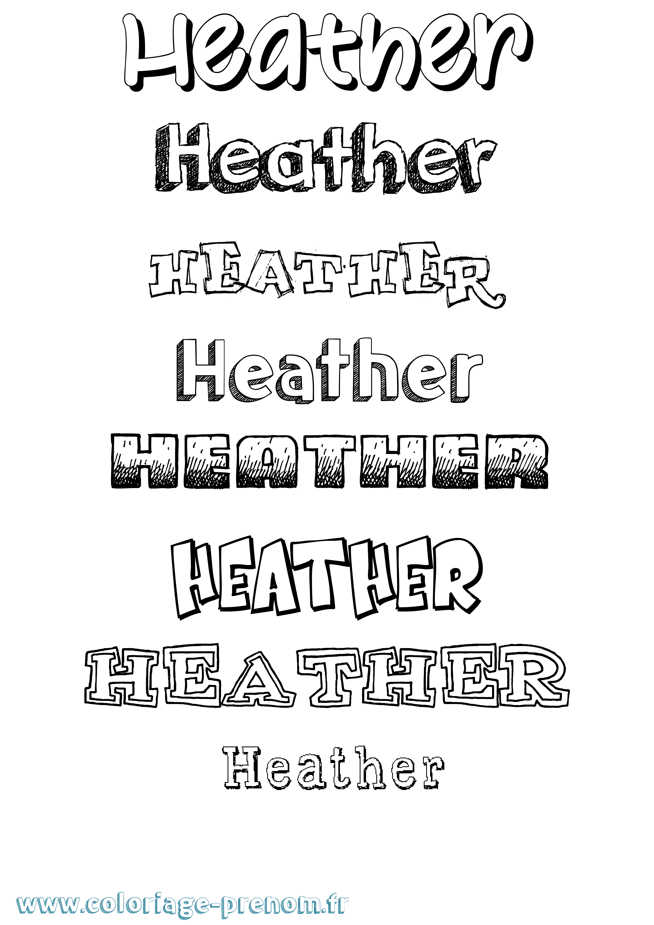 Coloriage Heather Dessiné Coloriage prénom Heather Dessiné