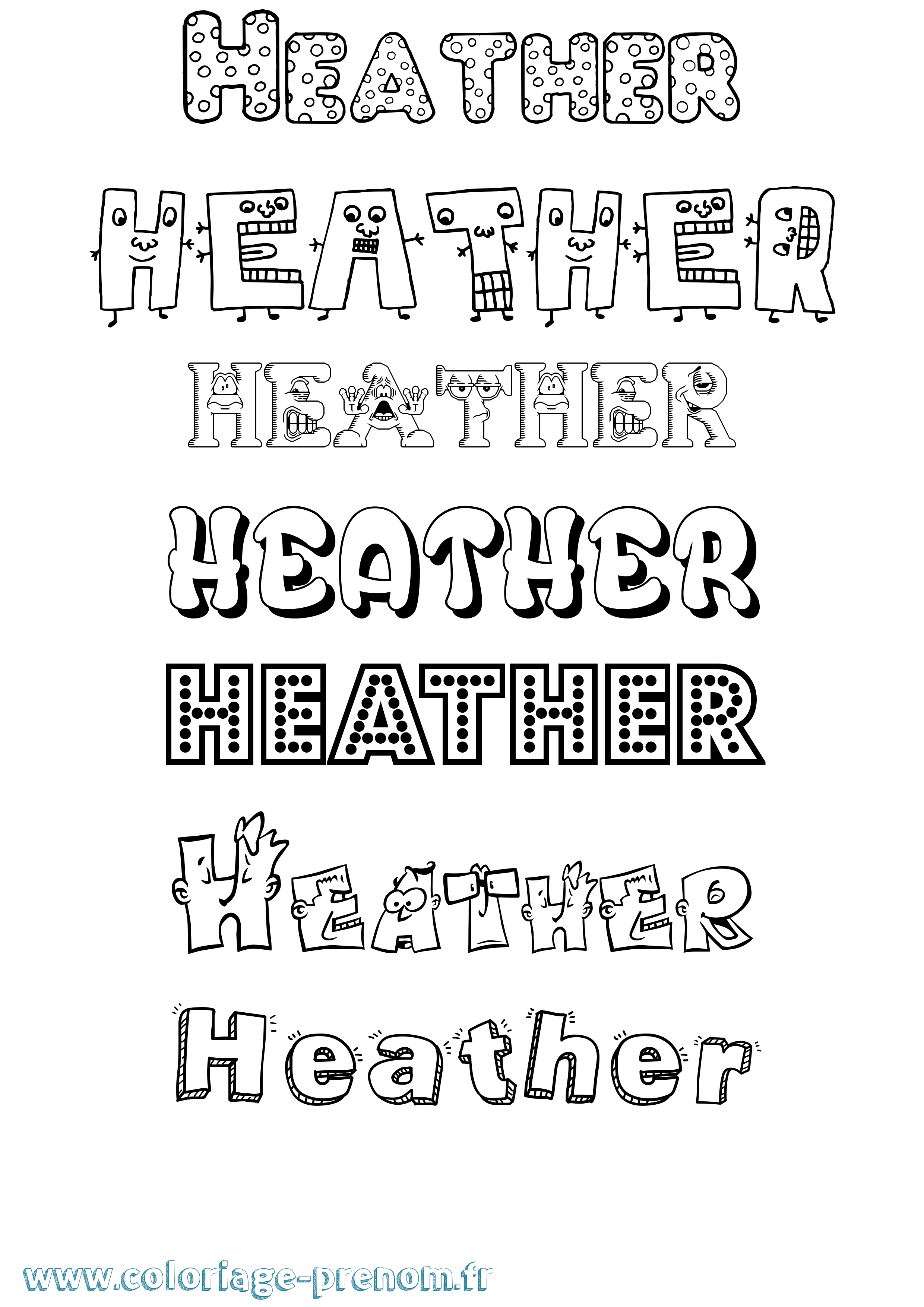 Coloriage prénom Heather Fun