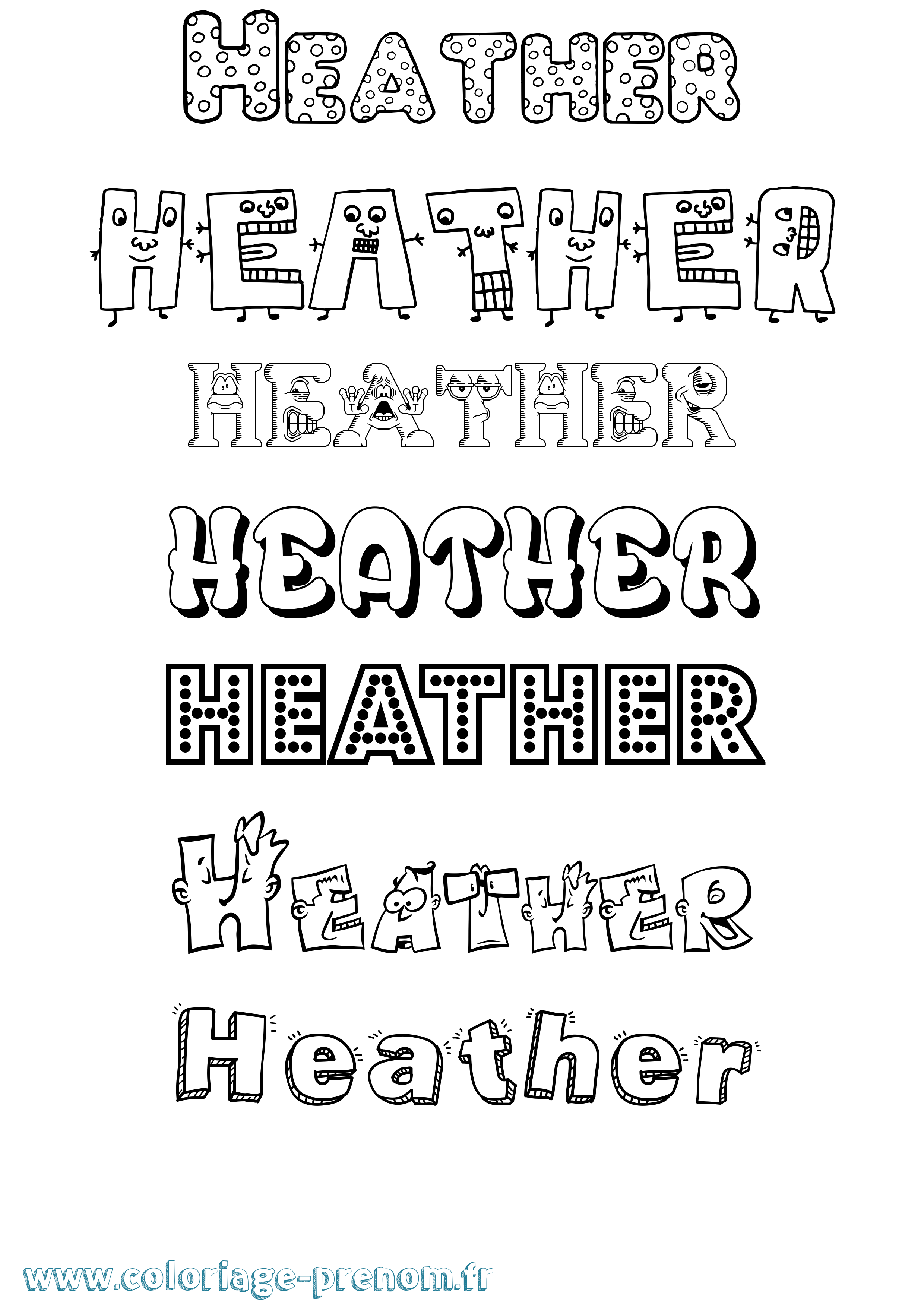 Coloriage Heather Fun Coloriage prénom Heather Fun
