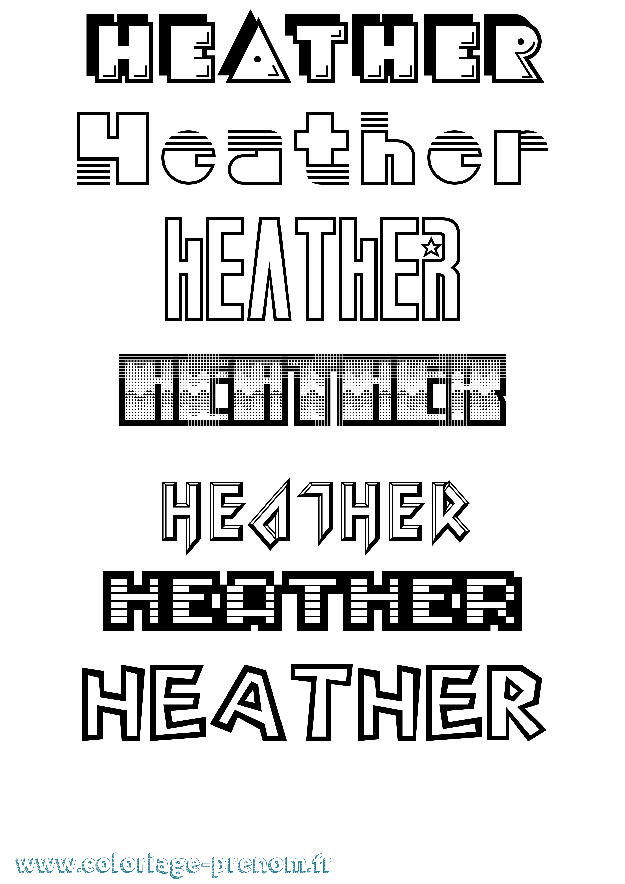 Coloriage prénom Heather Jeux Vidéos