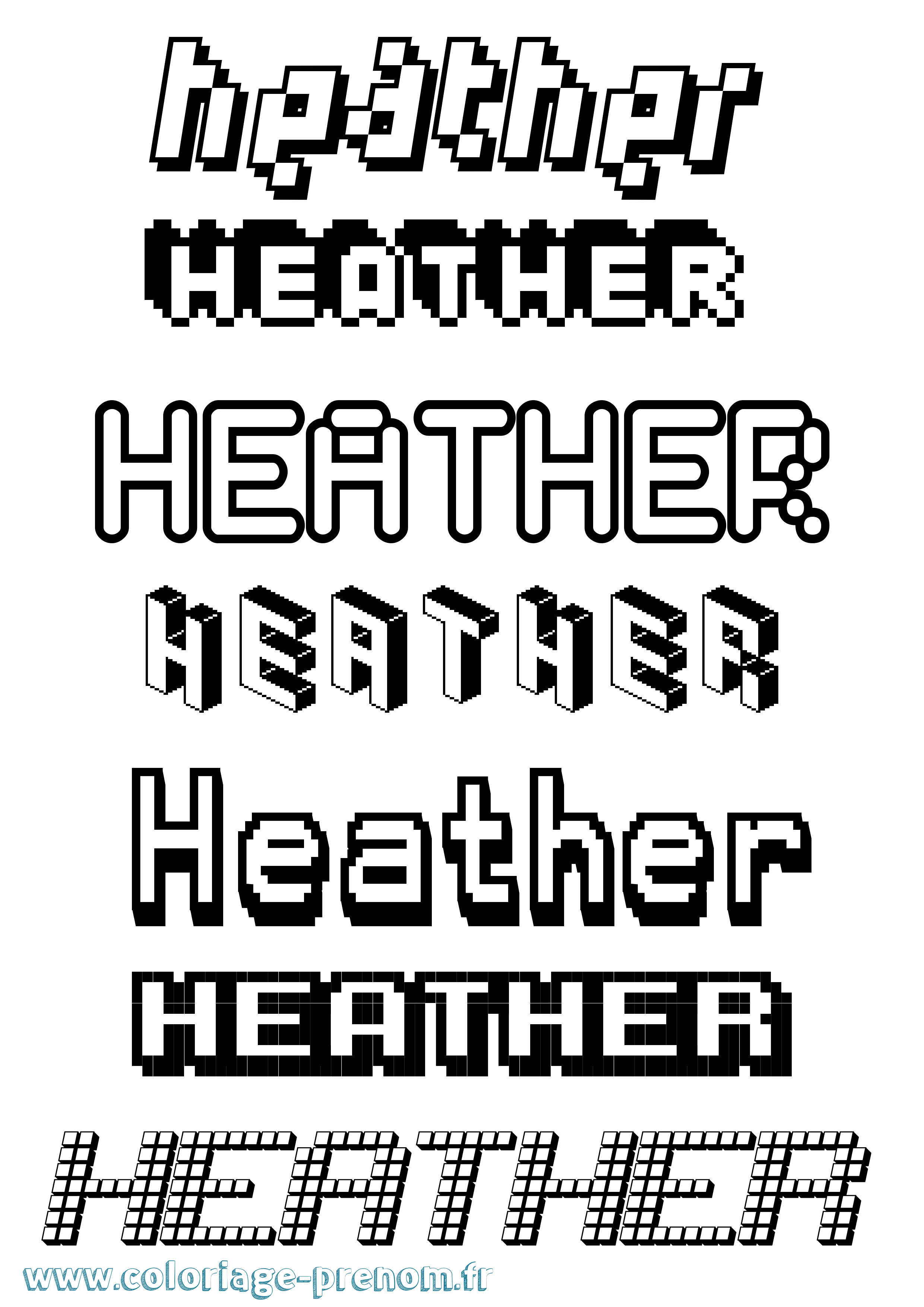 Coloriage prénom Heather Pixel