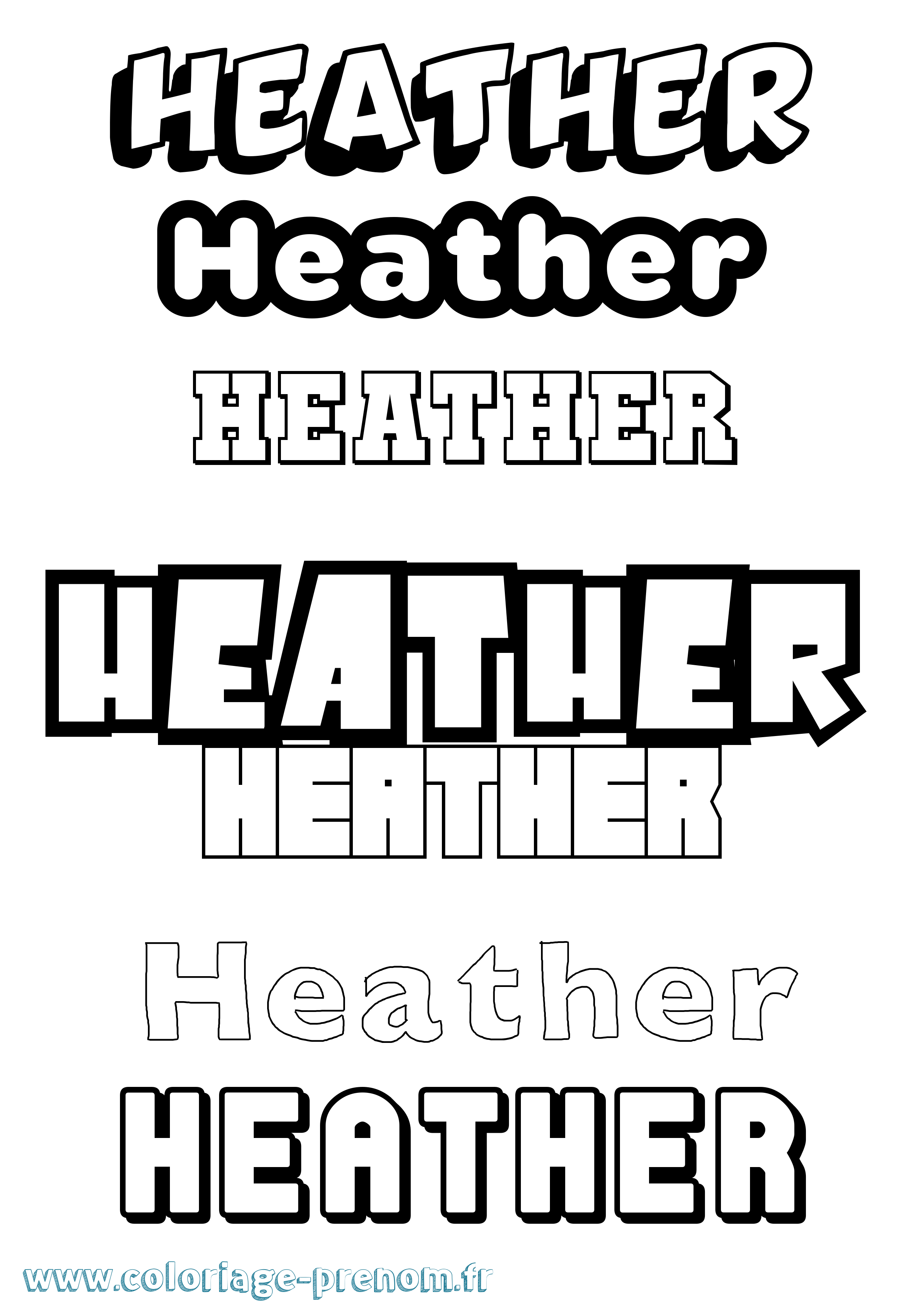 Coloriage Heather Simple Coloriage prénom Heather Simple