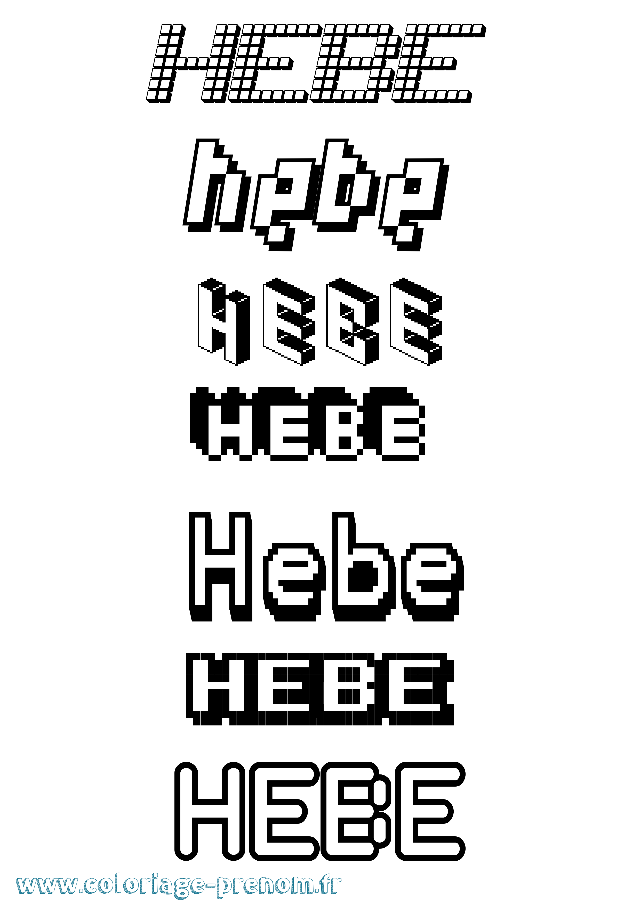 Coloriage prénom Hebe Pixel