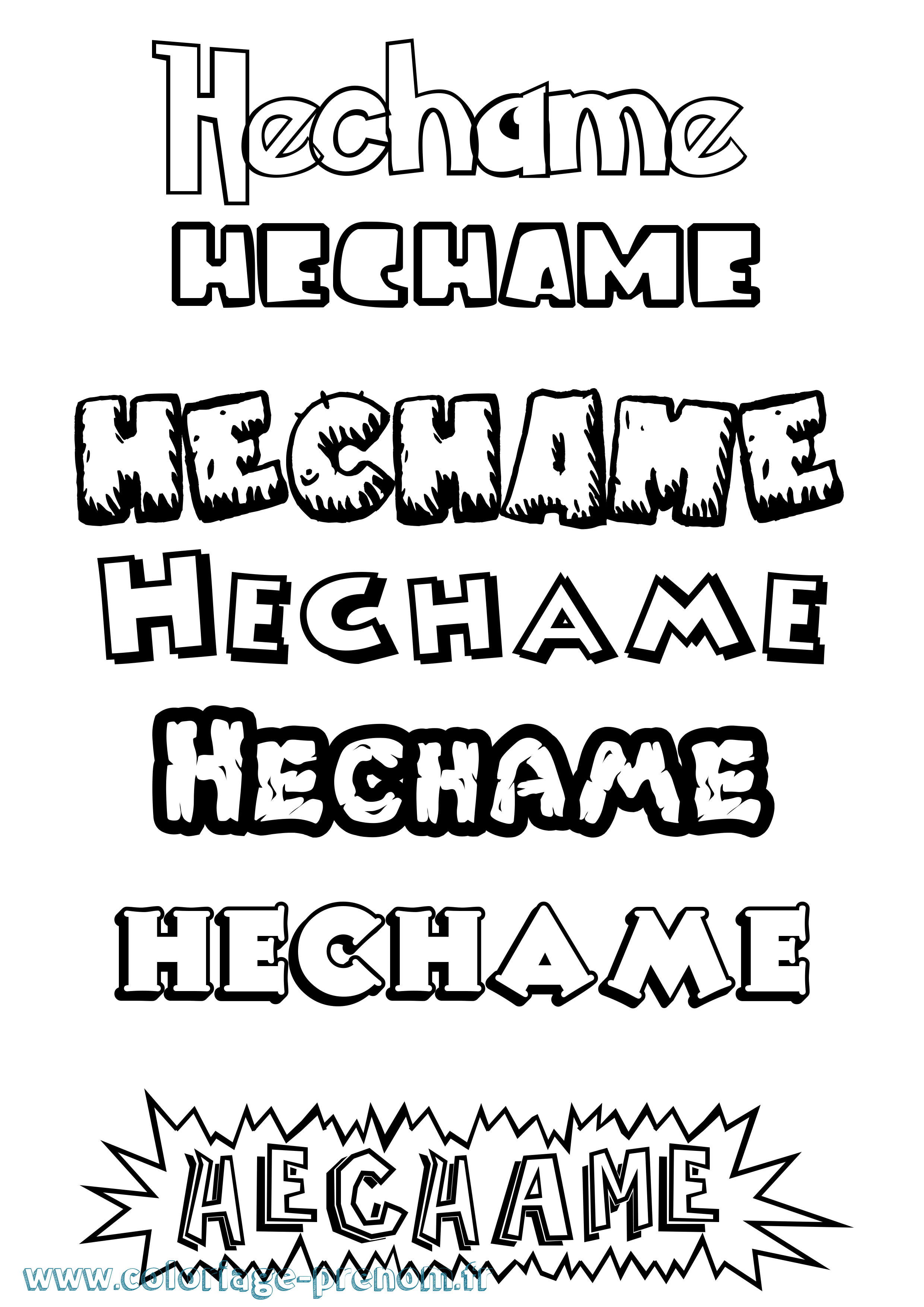 Coloriage prénom Hechame Dessin Animé