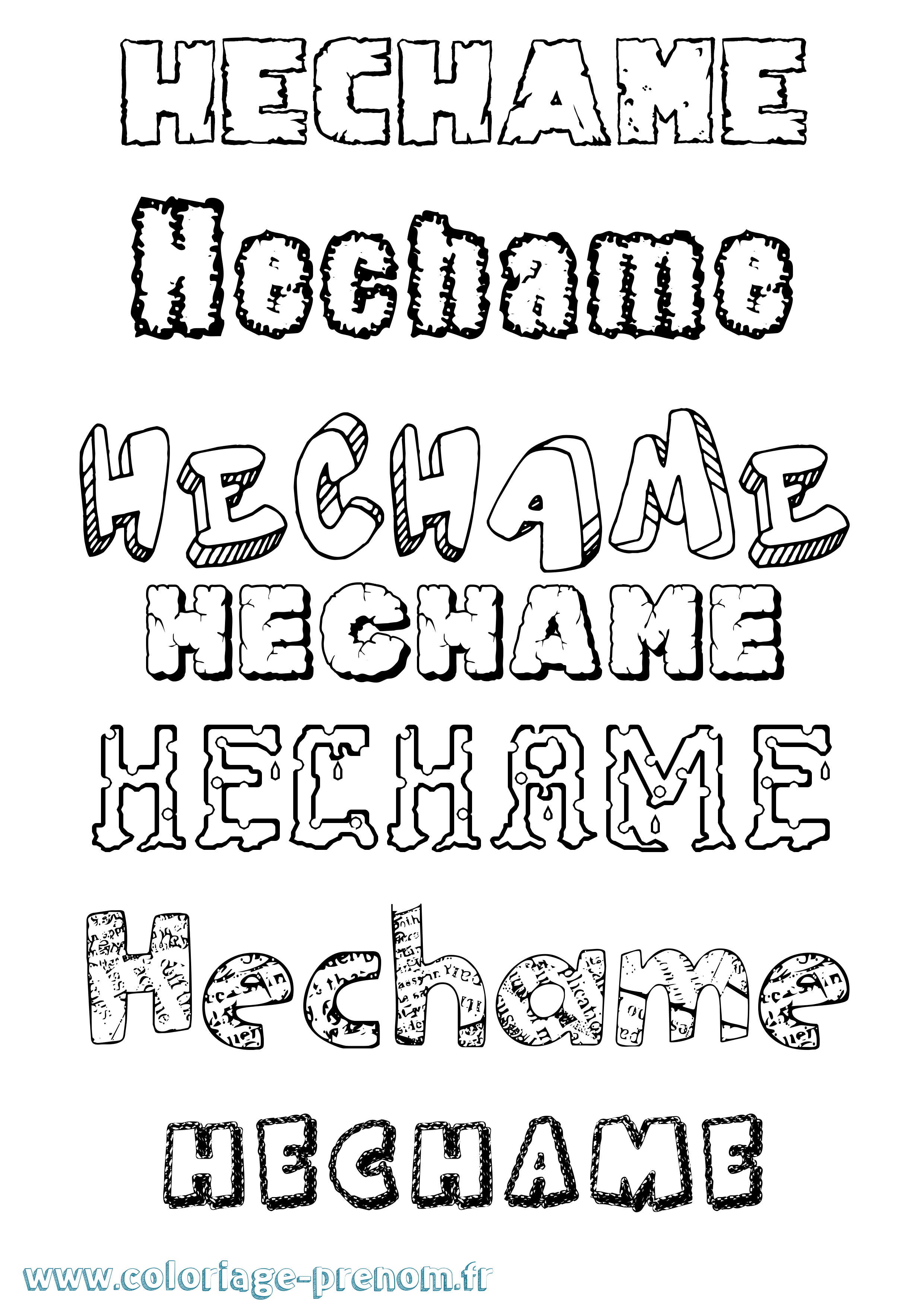 Coloriage prénom Hechame Destructuré