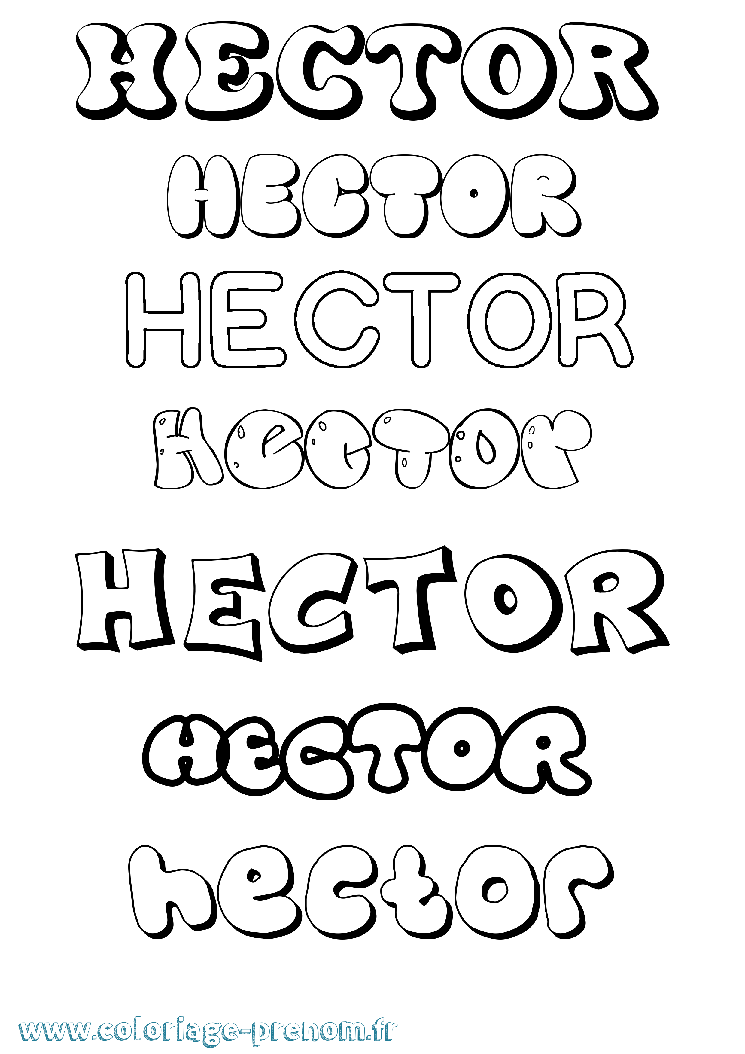 Coloriage prénom Hector Bubble