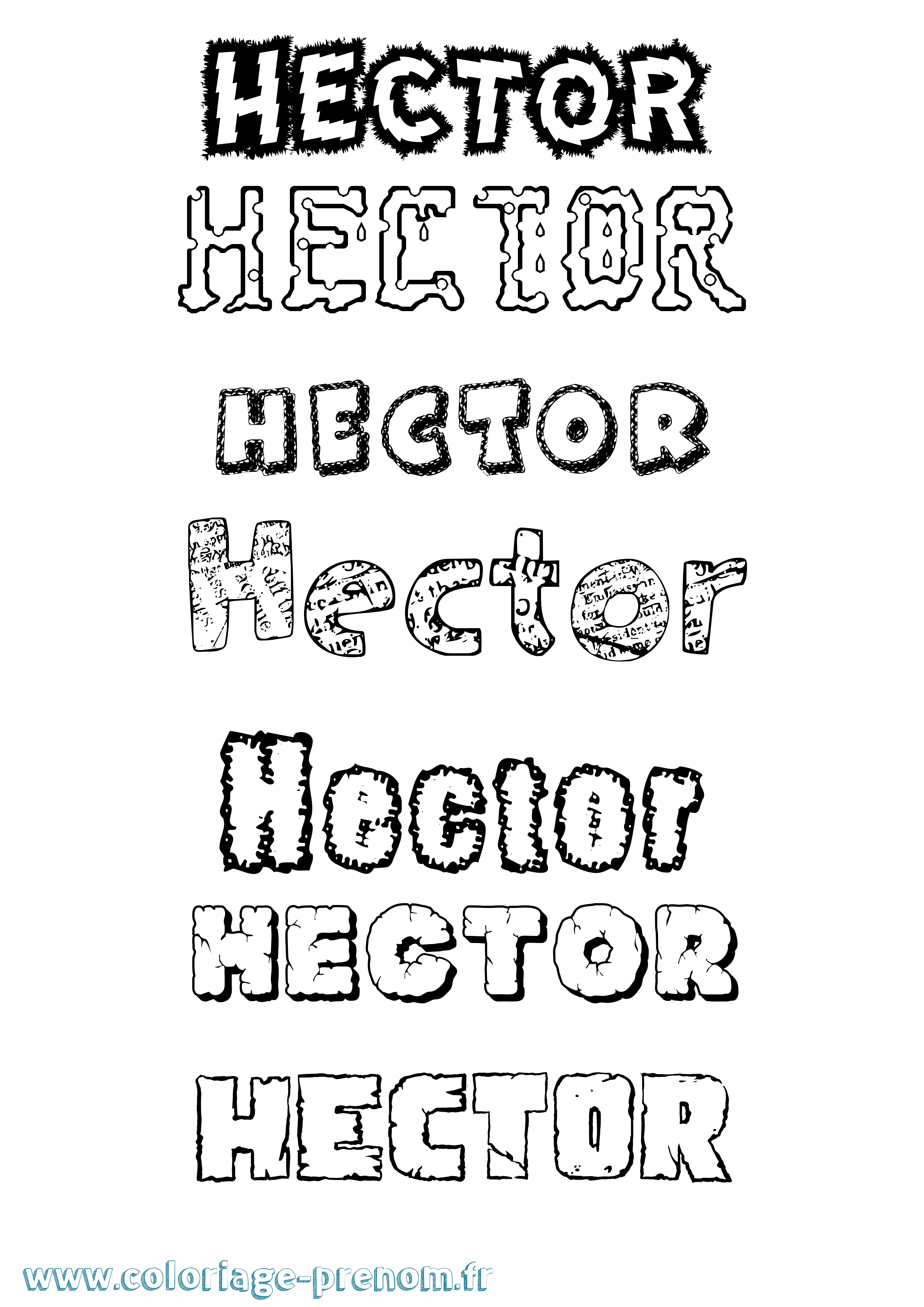 Coloriage prénom Hector Destructuré